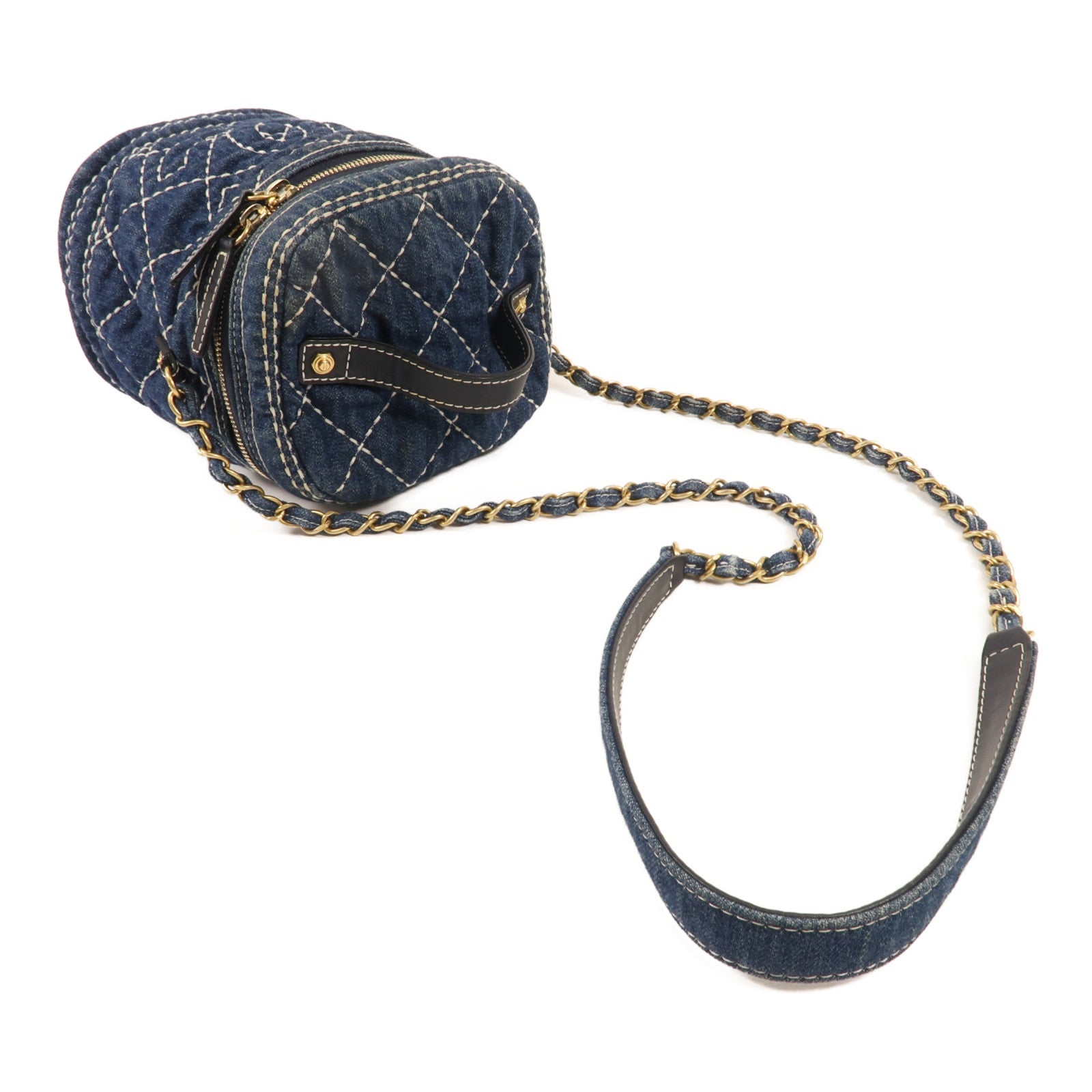 CHANEL 牛仔布Vanity Bag金扣手挽肩背兩用袋