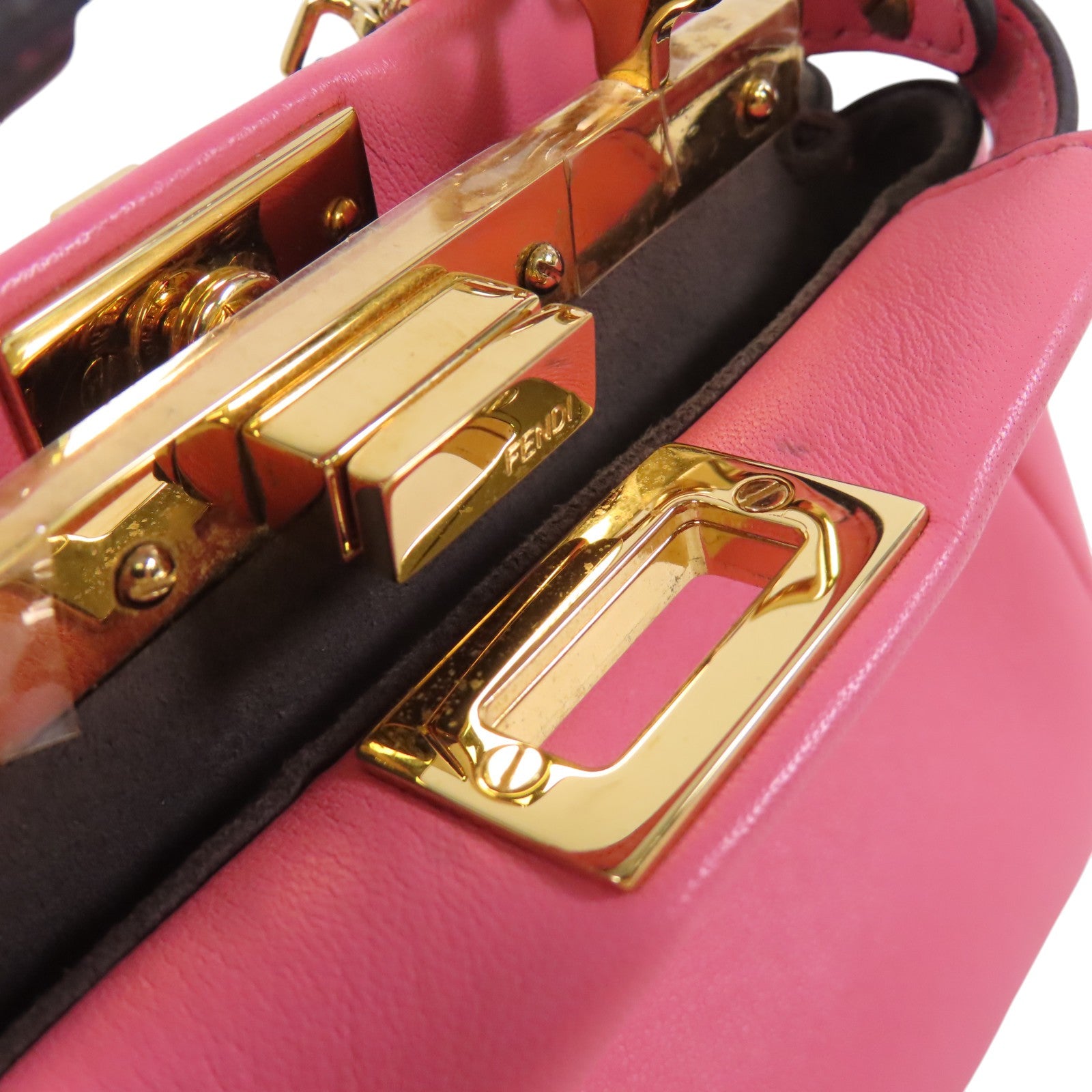 FENDI 【激減優惠】牛皮皮革Micro Peekaboo金扣肩背袋
