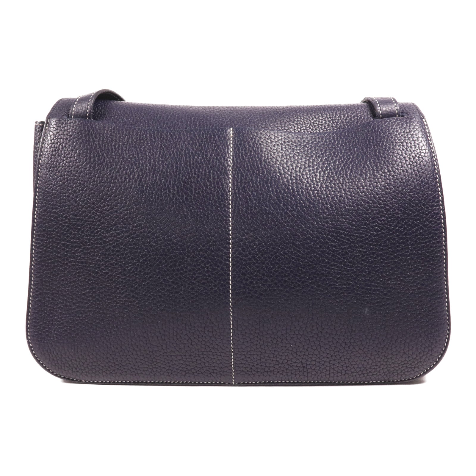 HERMES Clemence皮革Halzan 31銀扣手挽肩背兩用袋Bleu Nuit