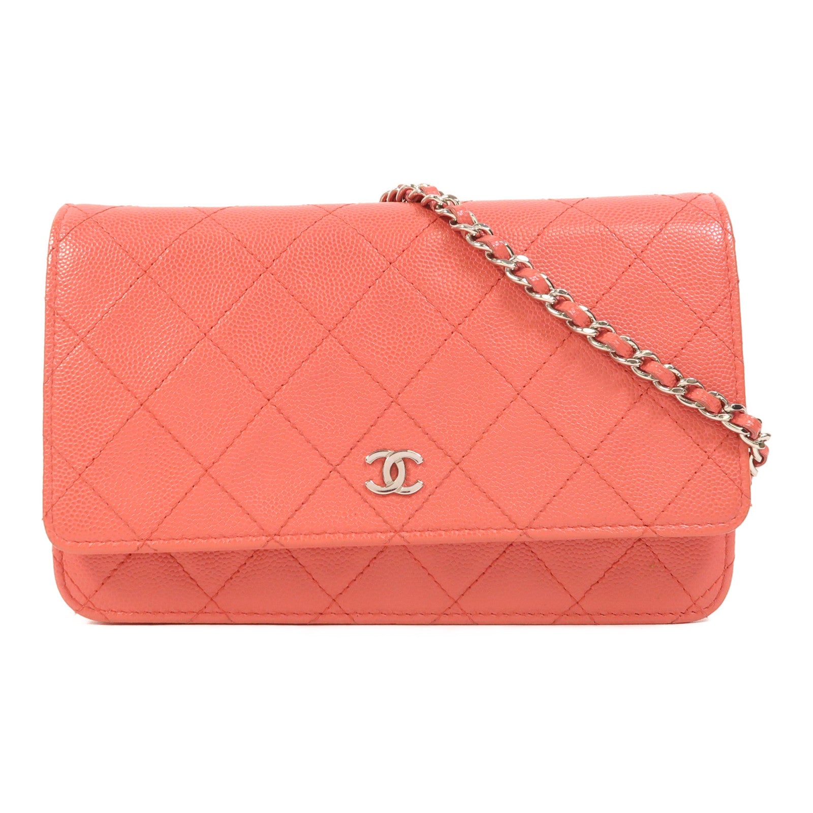 CHANEL 牛皮皮革WOC Wallet On Chain銀扣鏈帶肩背袋