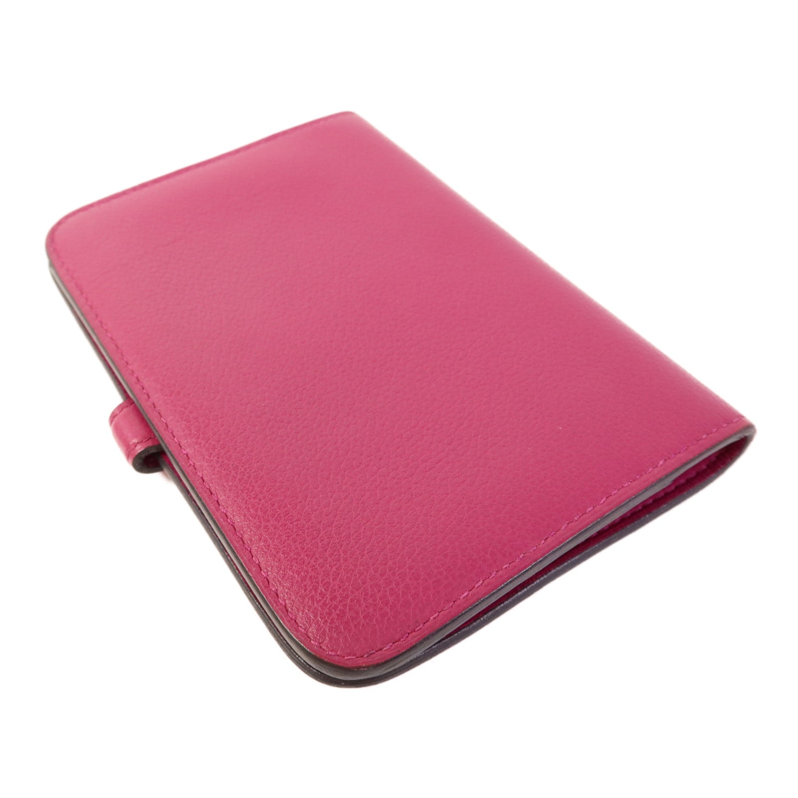 HERMES Evercolor皮革Dogon Compact Bifold Wallet銀扣錢包Rose Pourpre