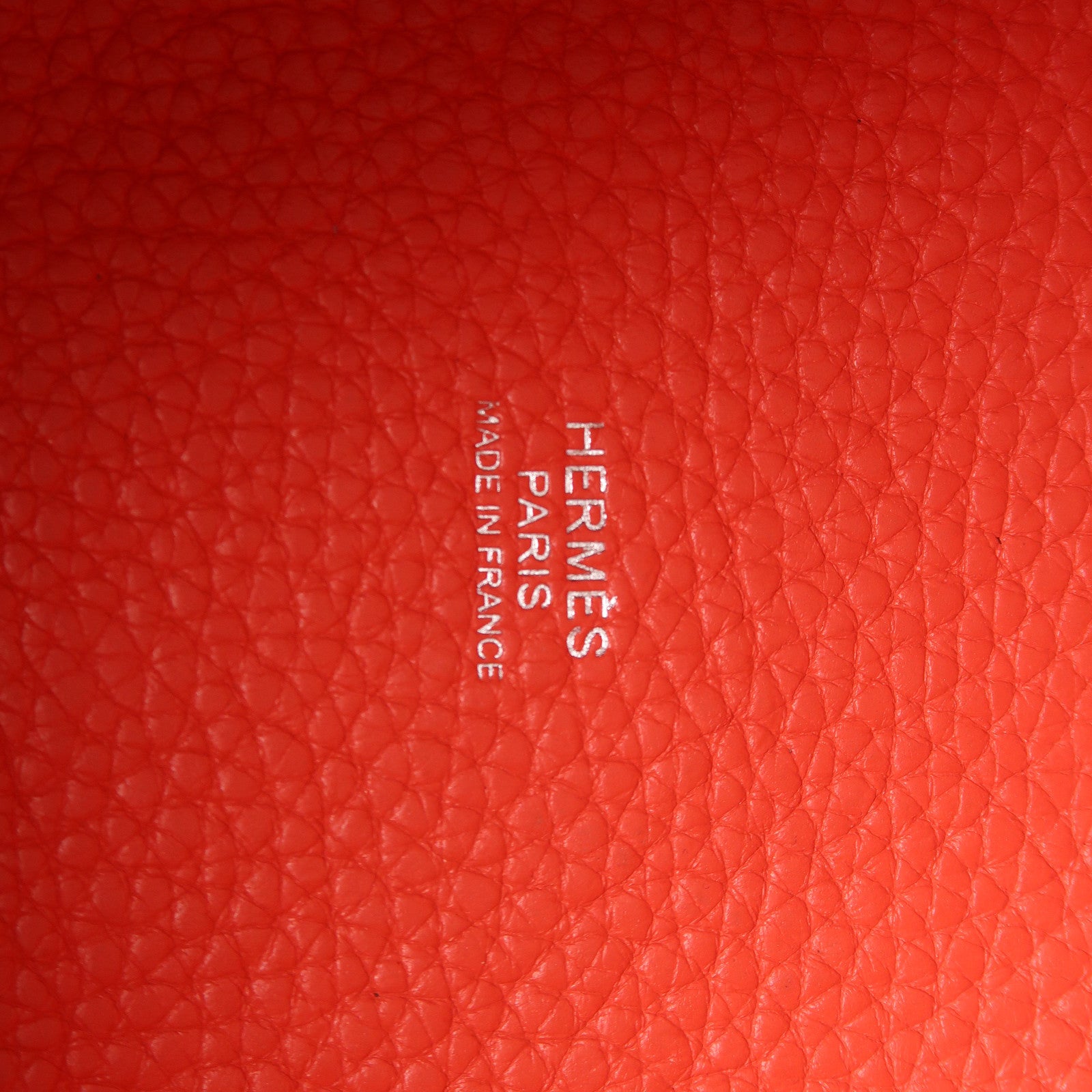 HERMES Clemence皮革Piction PM銀扣手挽袋紅色