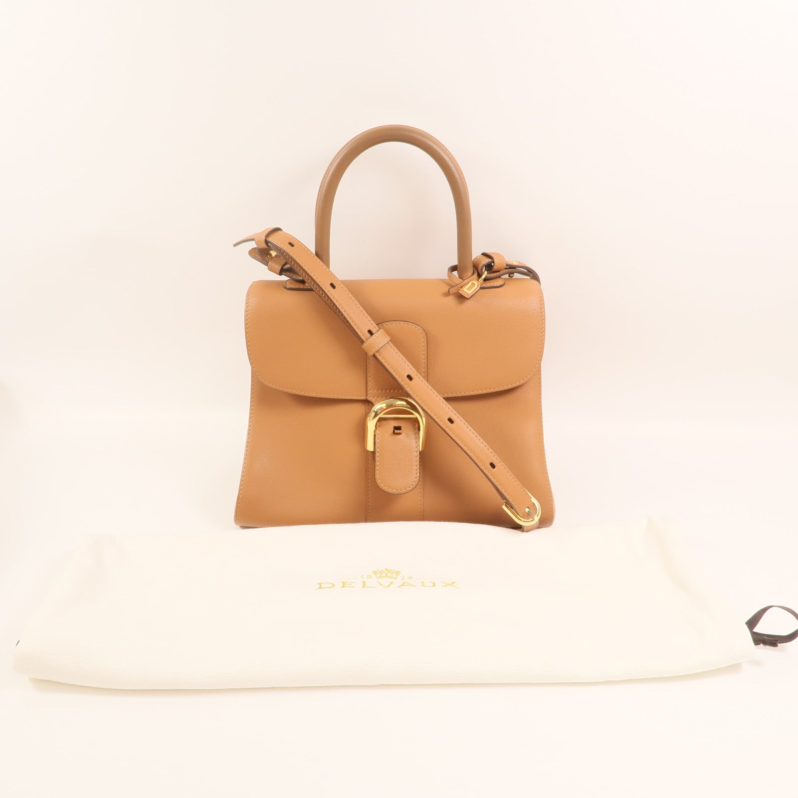 Delvaux 【激減優惠】牛皮皮革Brillant MM金扣手挽肩背兩用袋
