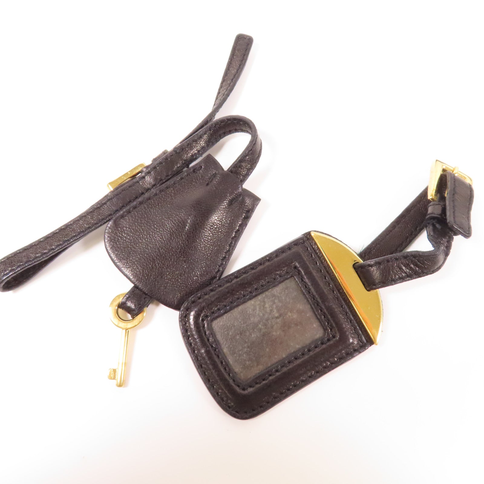 PRADA 羊皮皮革Shoulder Bag金扣肩背袋黑色
