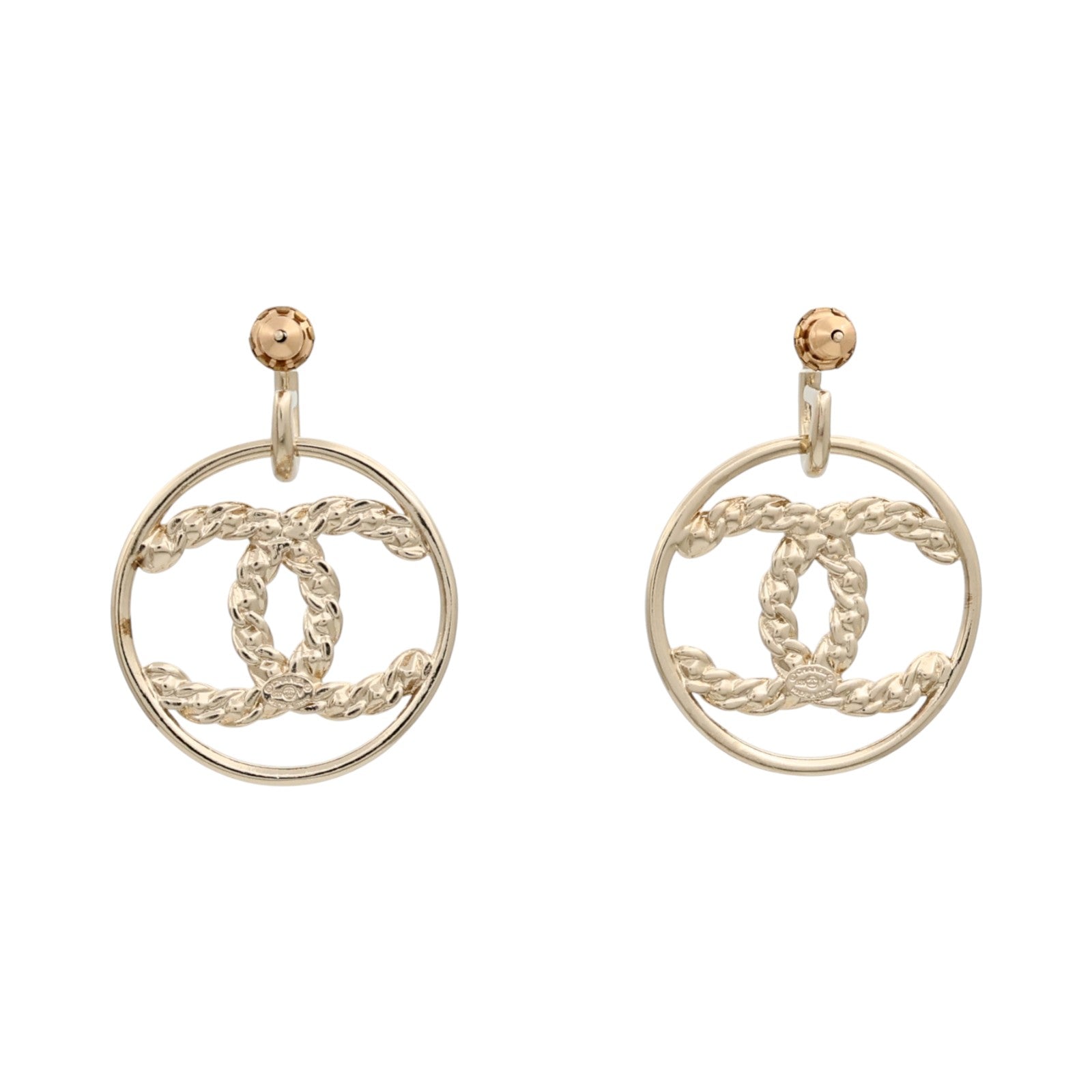 CHANEL 金屬CC Crystal Round Earrings耳環