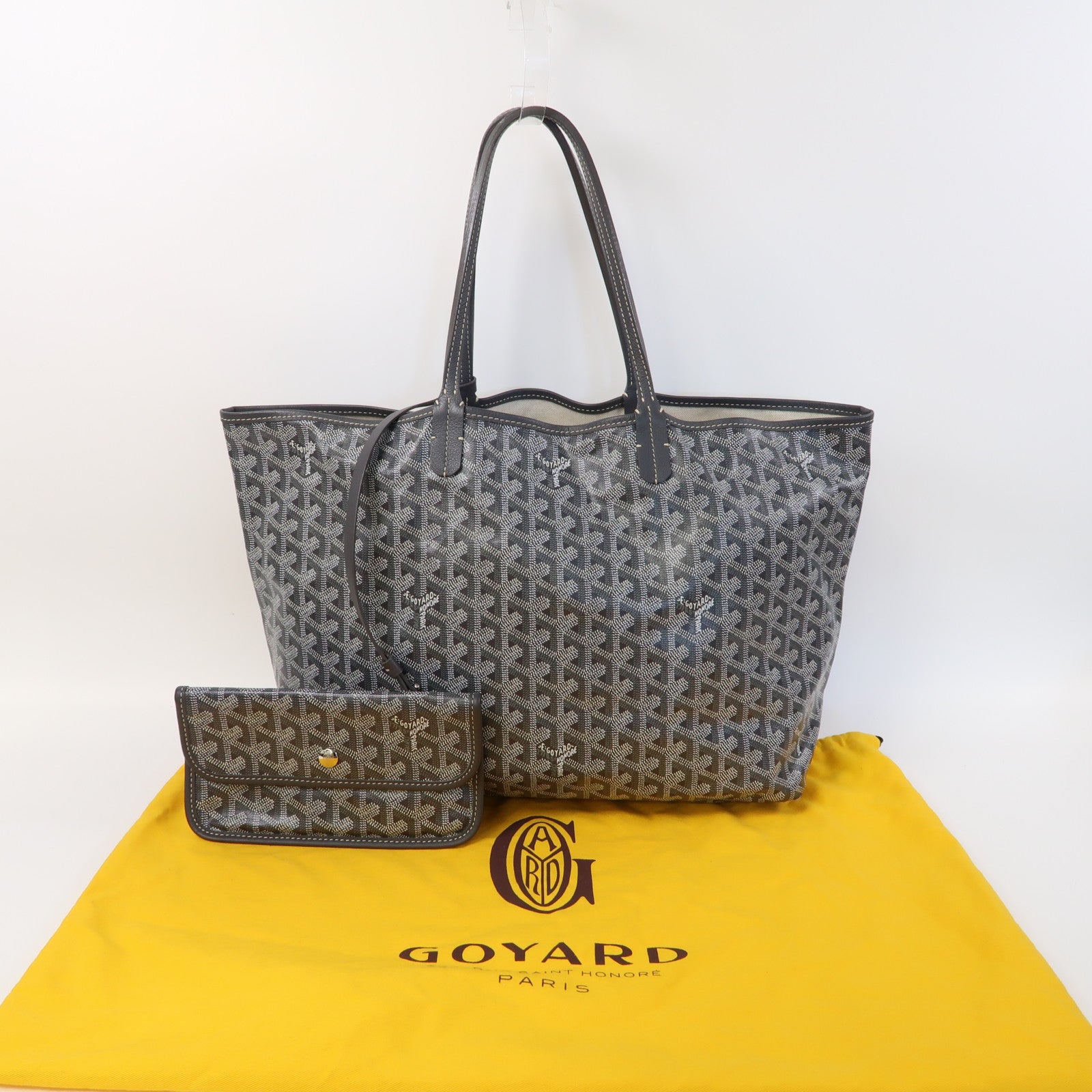 GOYARD 塗層帆布Saint Louis銀扣手挽袋灰色