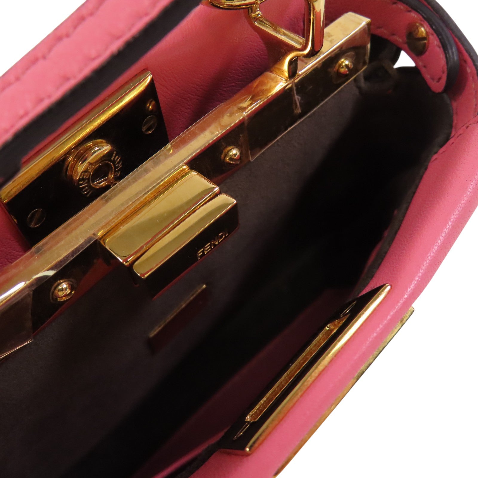 FENDI 【激減優惠】牛皮皮革Micro Peekaboo金扣肩背袋