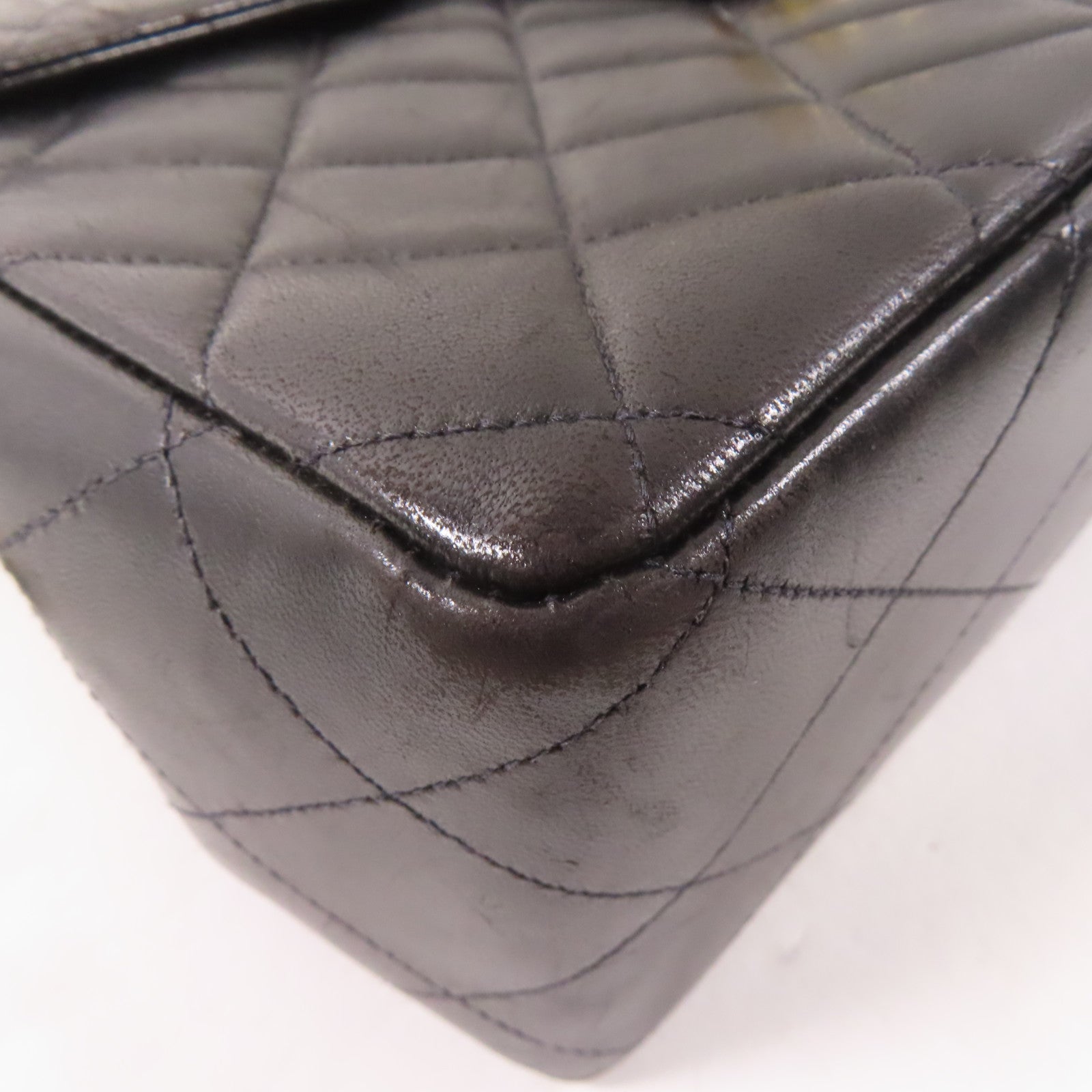 CHANEL 【激減優惠】菱格牛皮皮革Vintage Shoulder Bag金扣鏈帶肩背袋黑色