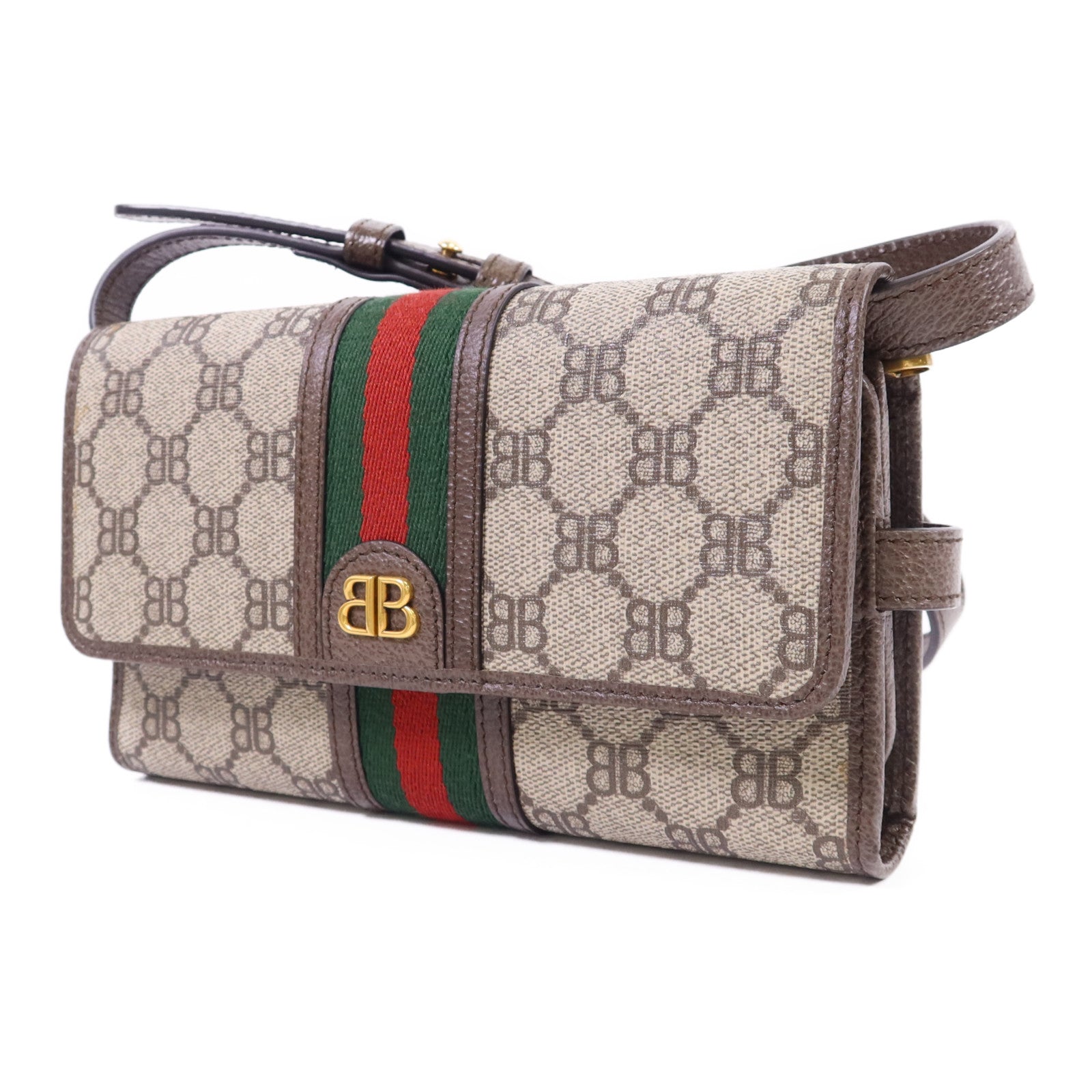 GUCCI 【激減優惠】塗層帆布Gucci x Balenciaga The Hacker Mini Bag金扣肩背袋