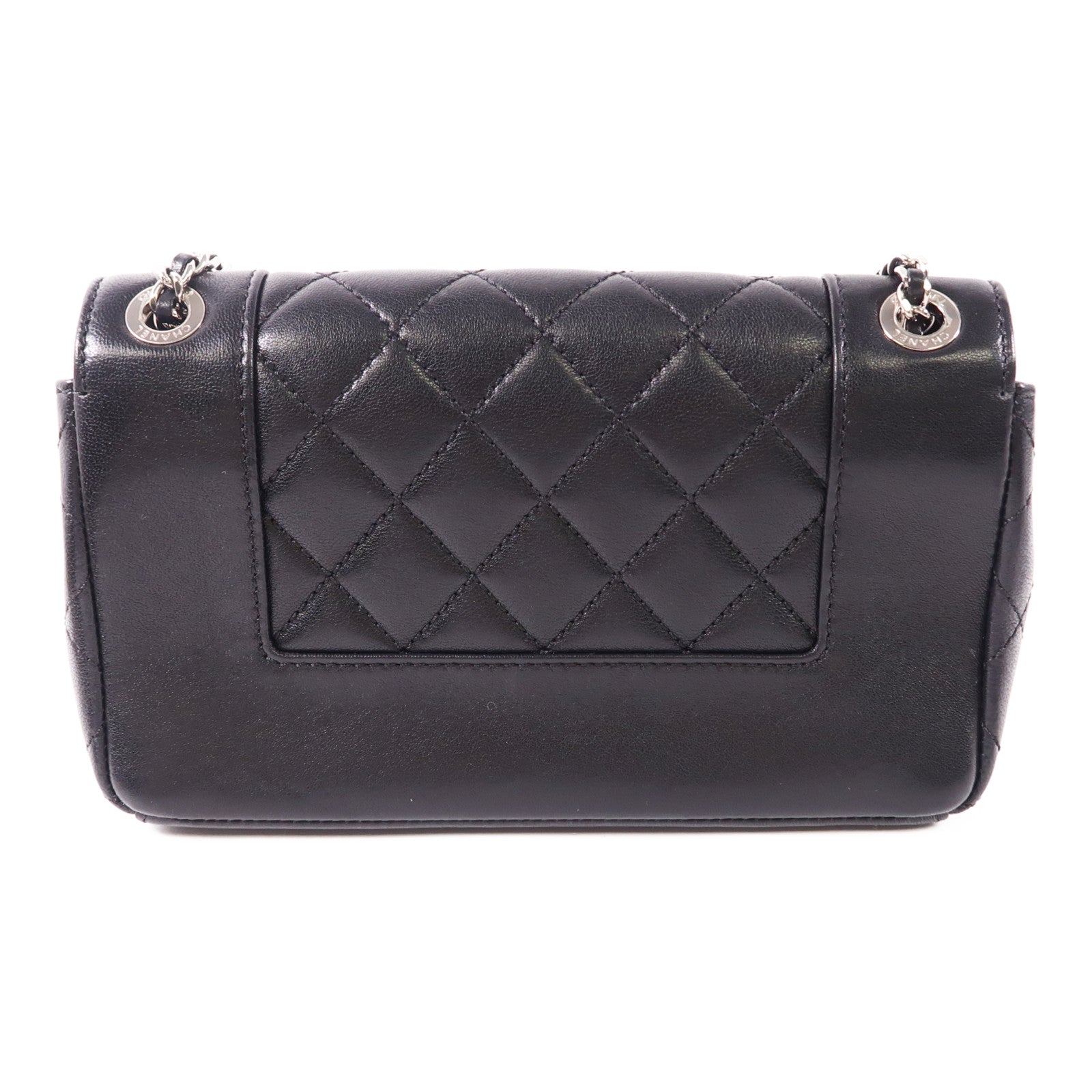 CHANEL CC SHW Chain Shoulder Bag Calfskin Leather Black