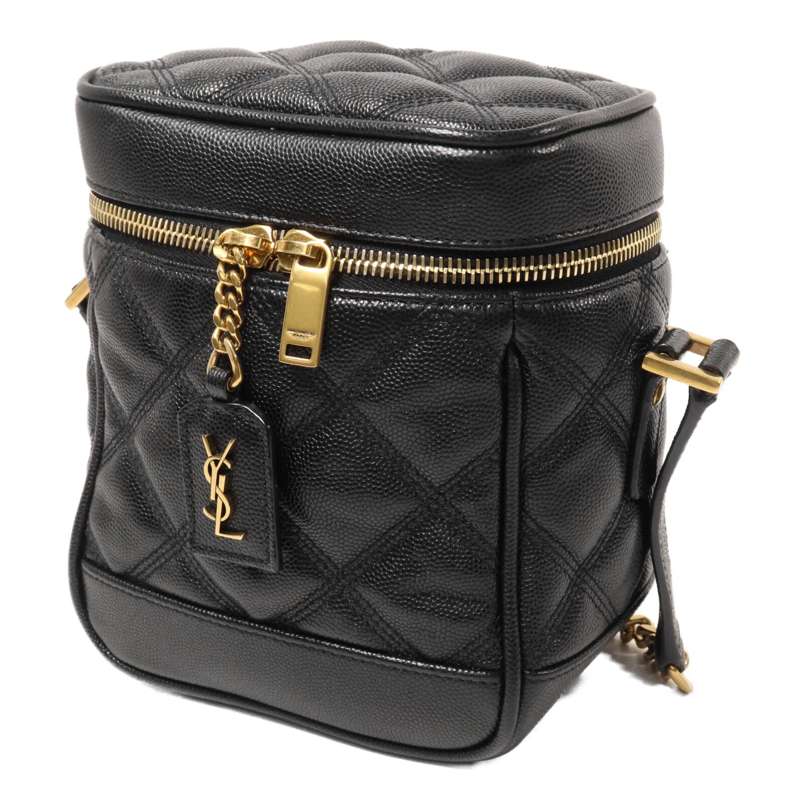 SAINT LAURENT 牛皮皮革Grain De Poudre Vanity Case鏈帶肩背袋