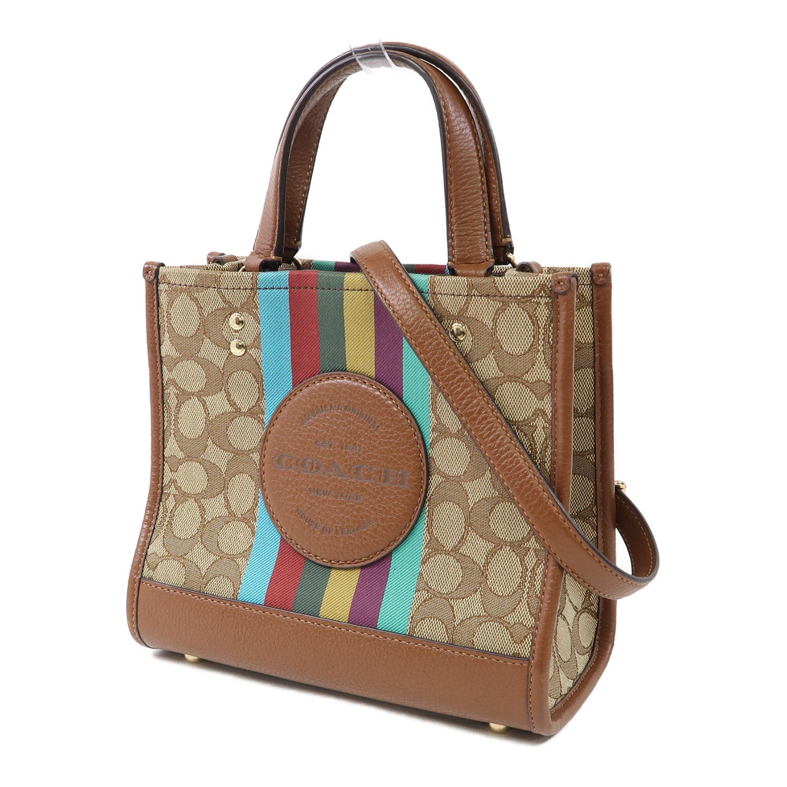 COACH 帆布Shoulder Bag金扣手挽肩背兩用袋啡色