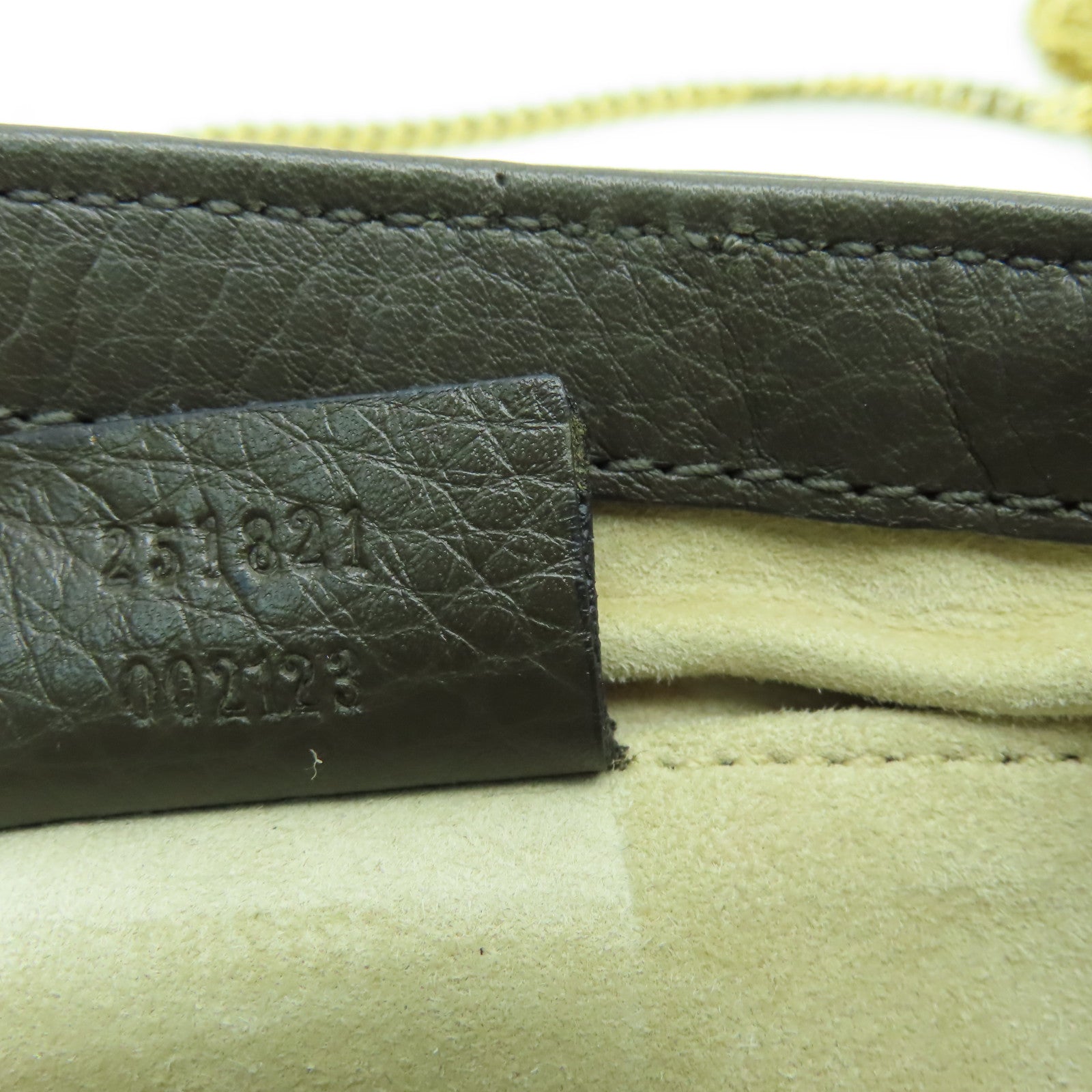 GUCCI 【激減優惠】牛皮皮革Chain Shoulder Bag金扣鏈帶肩背袋卡其色