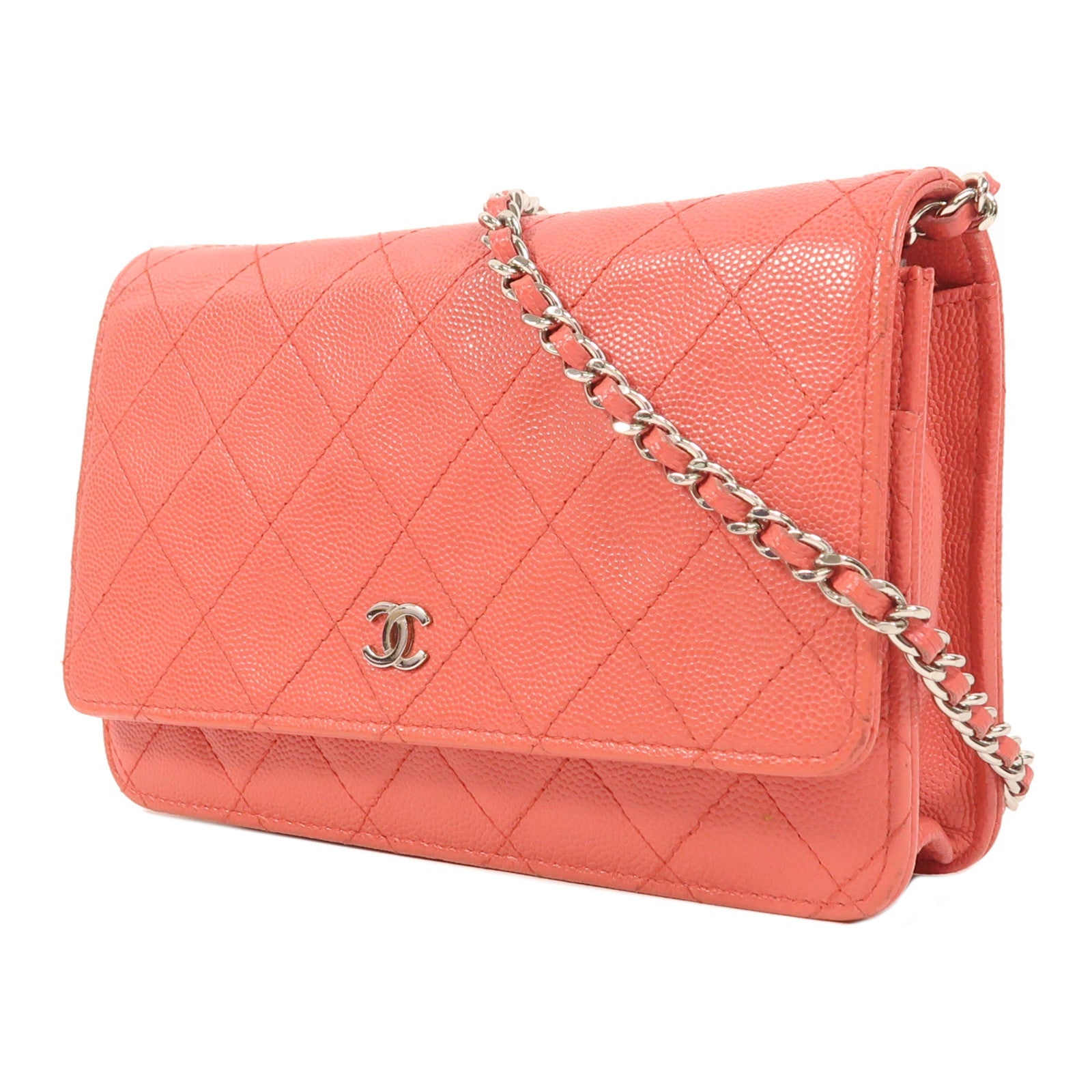 CHANEL 牛皮皮革WOC Wallet On Chain銀扣鏈帶肩背袋