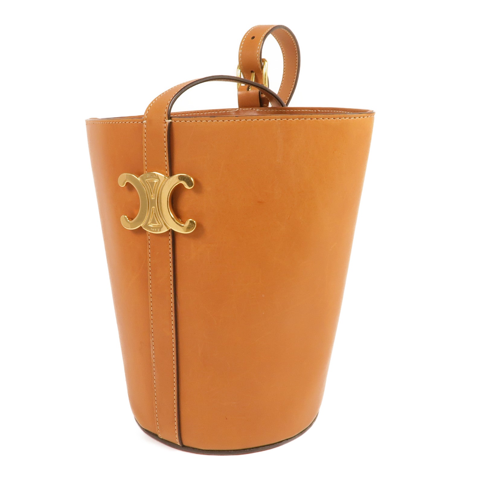 CELINE 牛皮皮革Bucket Triomphe金扣肩背袋