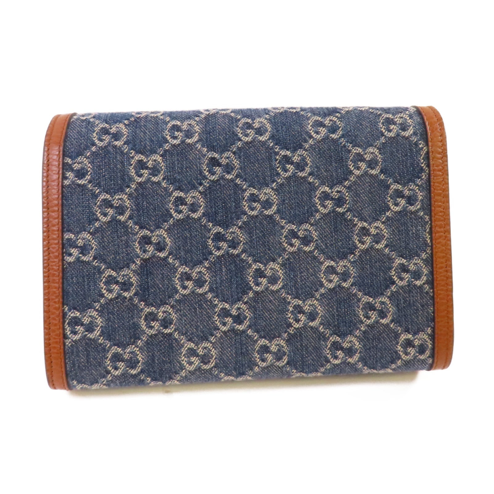 GUCCI 牛仔布/牛皮皮革Dionysus GG Shoulder Bag銀扣鏈帶肩背袋藍色/啡色