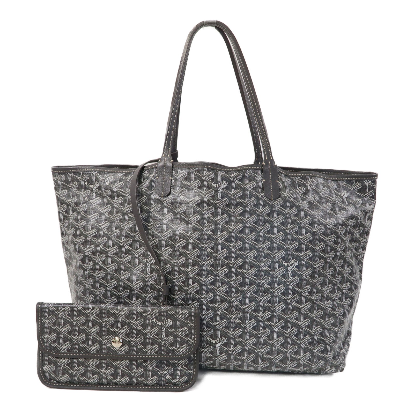 GOYARD 塗層帆布Saint Louis銀扣手挽袋灰色