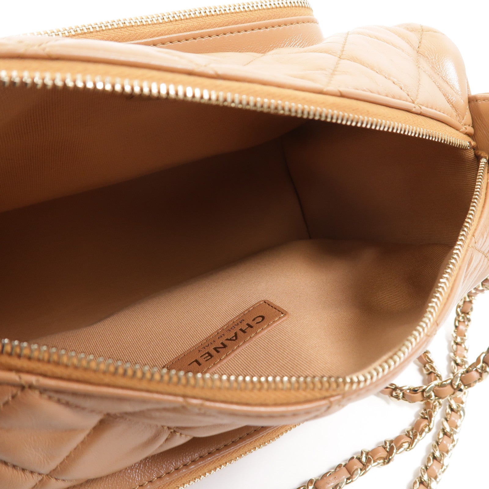 CHANEL 羊皮皮革24K Camera Bag鏈帶肩背袋