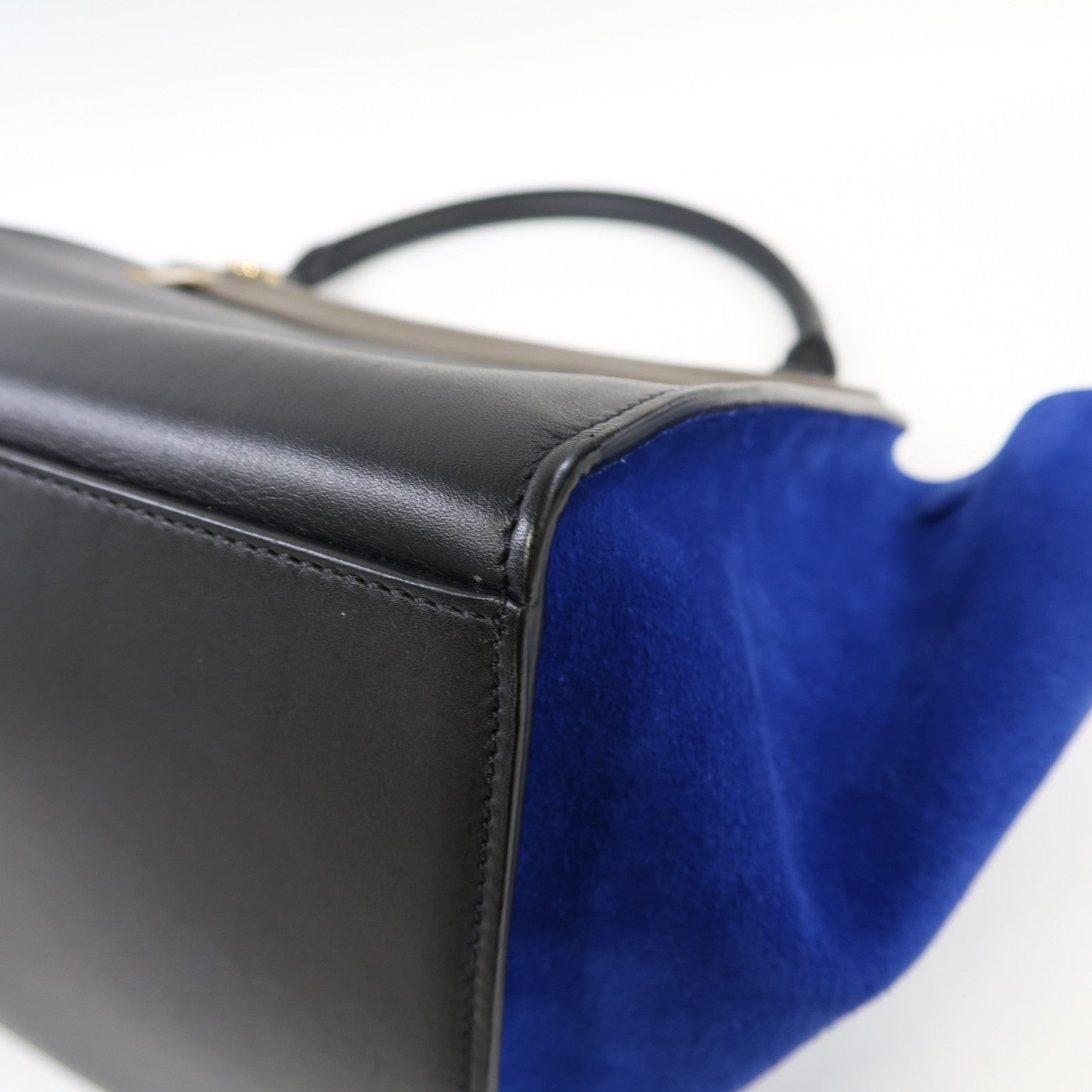 CELINE 牛皮皮革Trapeze金扣手挽肩背兩用袋黑色/藍色/啡色