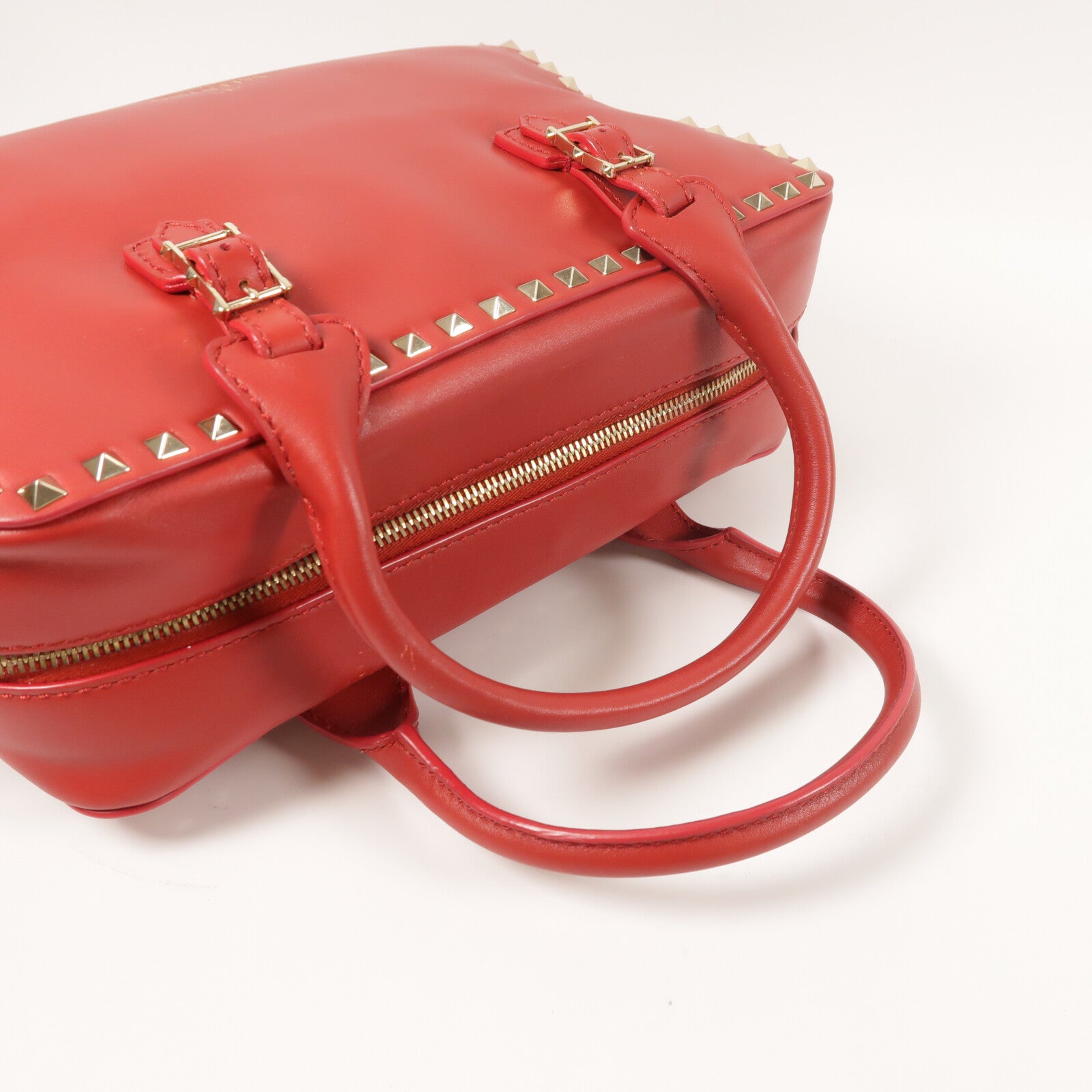 Valentino 牛皮皮革Boston Bag銀扣手挽肩背兩用袋
