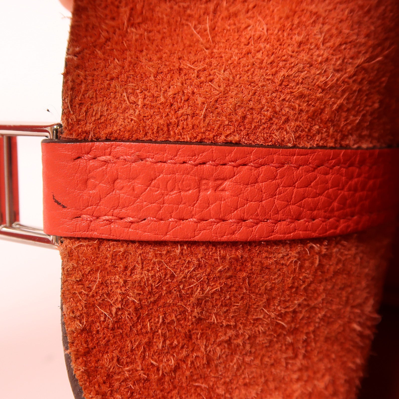 HERMES Clemence皮革Piction PM銀扣手挽袋紅色