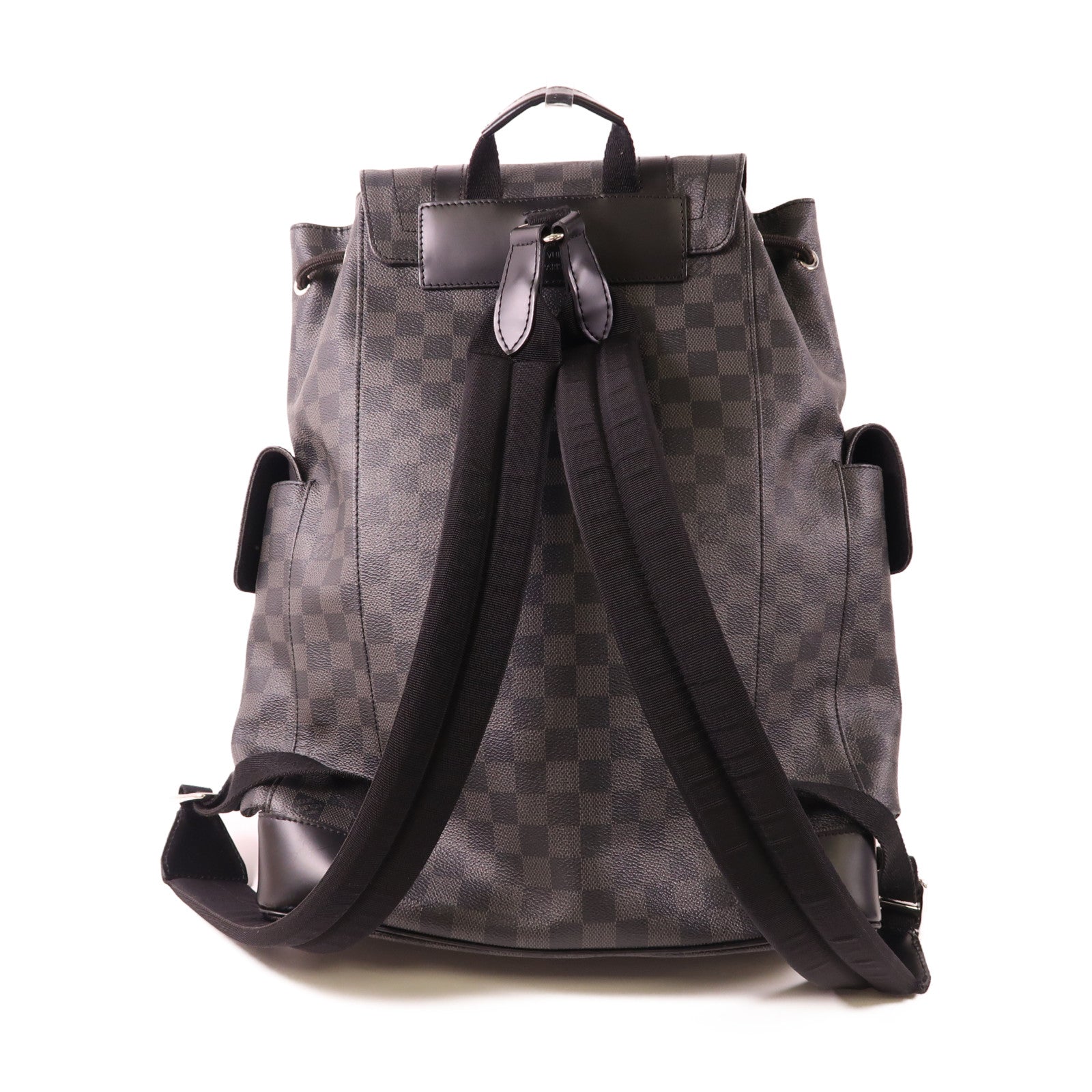 LOUIS VUITTON Damier Graphite Christopher MM銀扣背包色