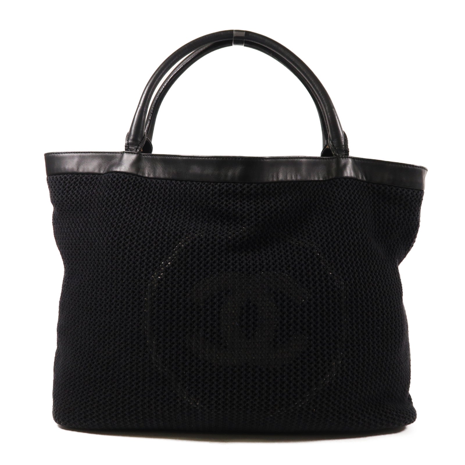 CHANEL 棉質Tote bag銀扣肩背袋
