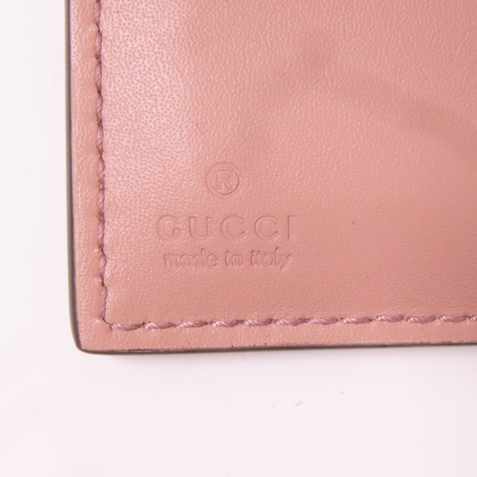 GUCCI 牛皮皮革Pocketbook金扣錢包粉紅色