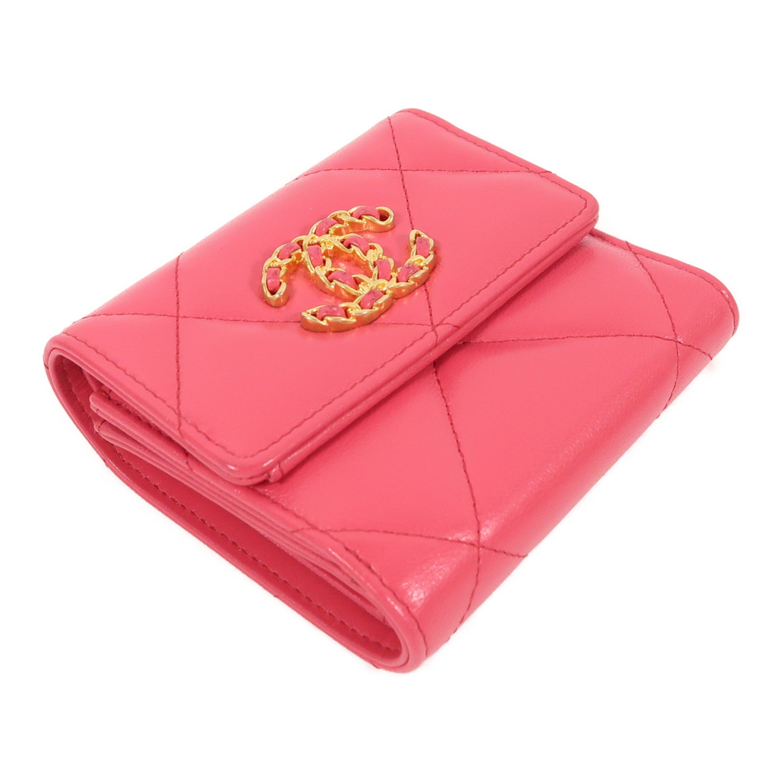 CHANEL 羊皮皮革Chanel 19 Wallet金扣錢包