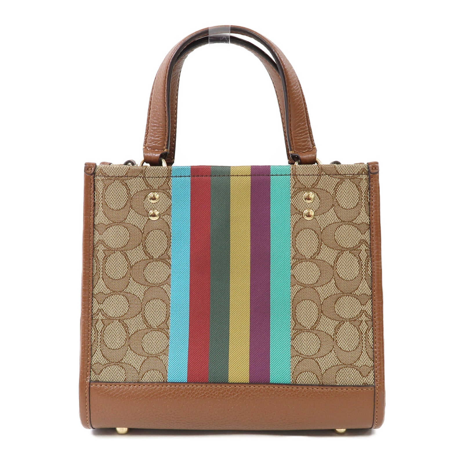 COACH 帆布Shoulder Bag金扣手挽肩背兩用袋啡色