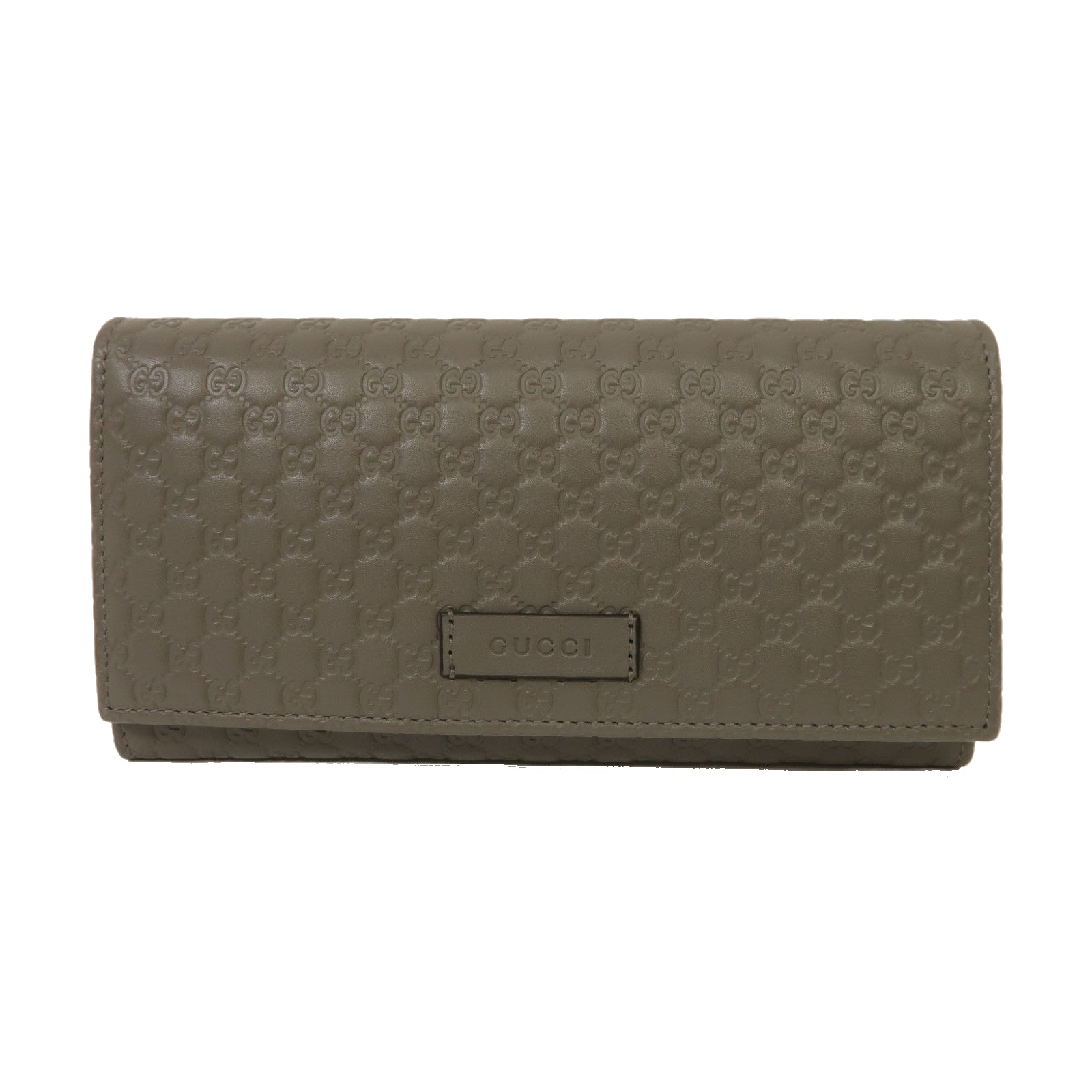 GUCCI 牛皮皮革Micro Guccissima Long Wallet金扣鈕扣長錢包灰色