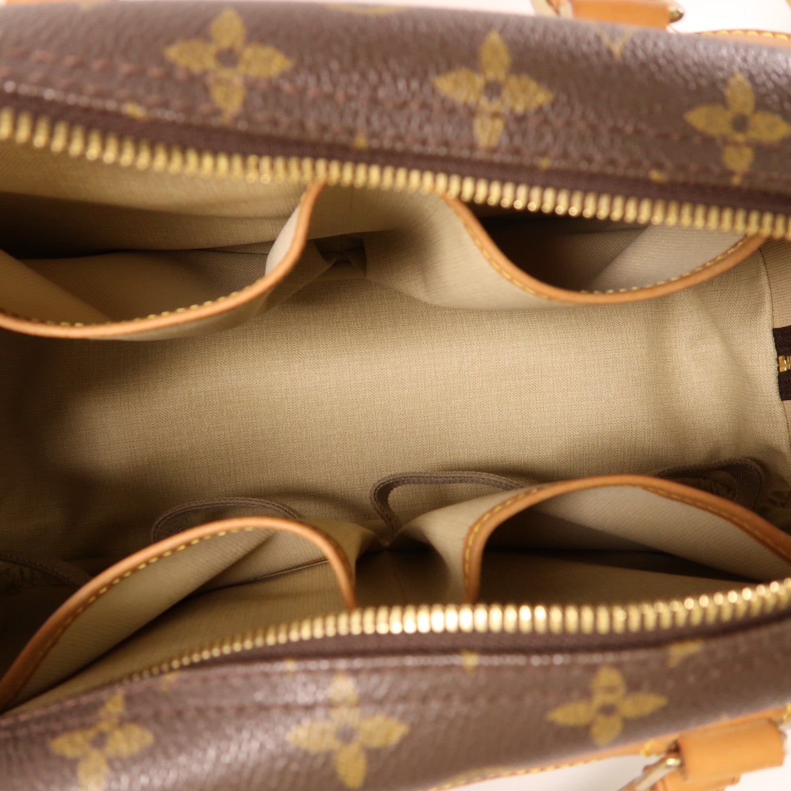 LOUIS VUITTON Monogram Deauville金扣手挽袋棕色