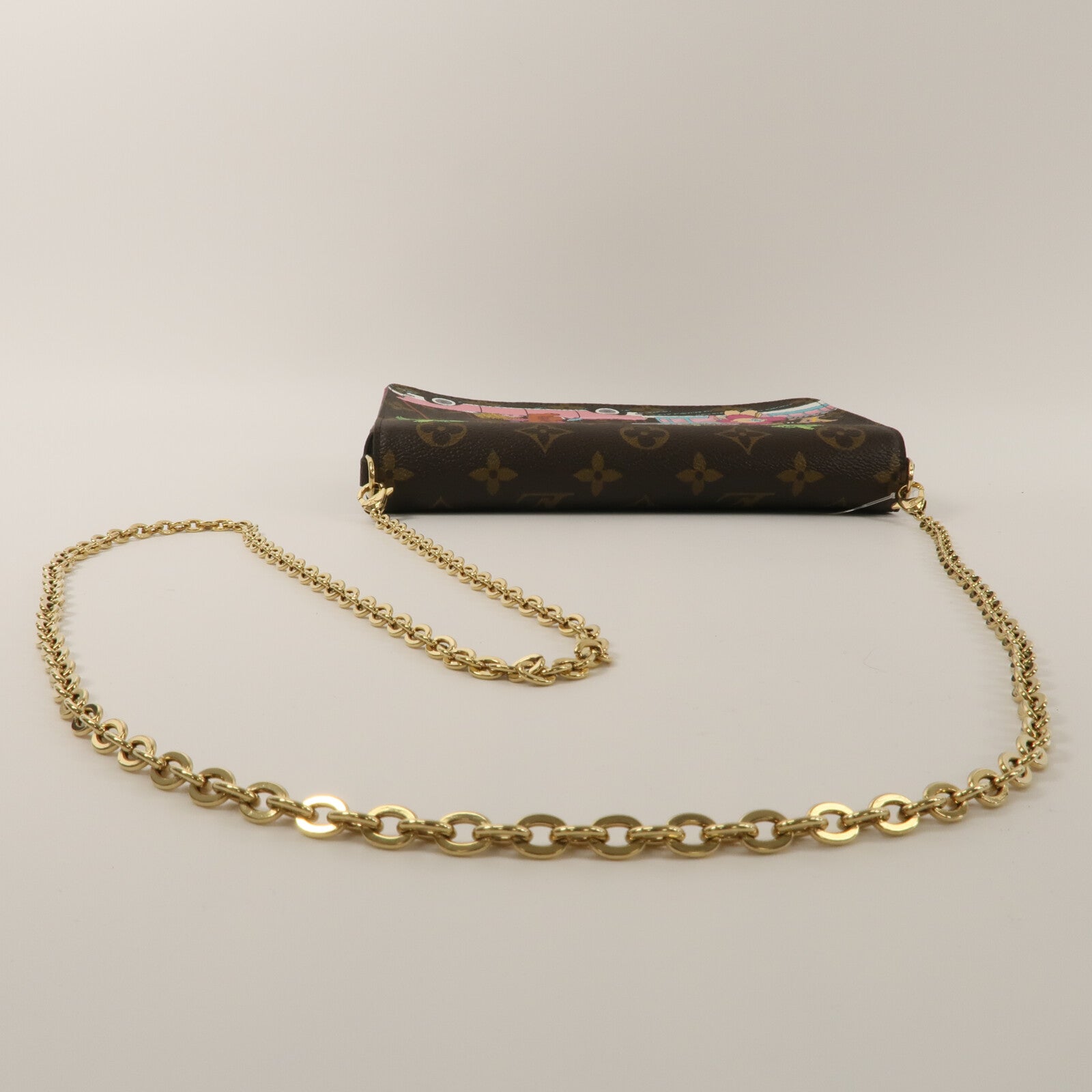 LOUIS VUITTON Monogram Hollywood Xmas Felicie Pochette鏈帶肩背袋