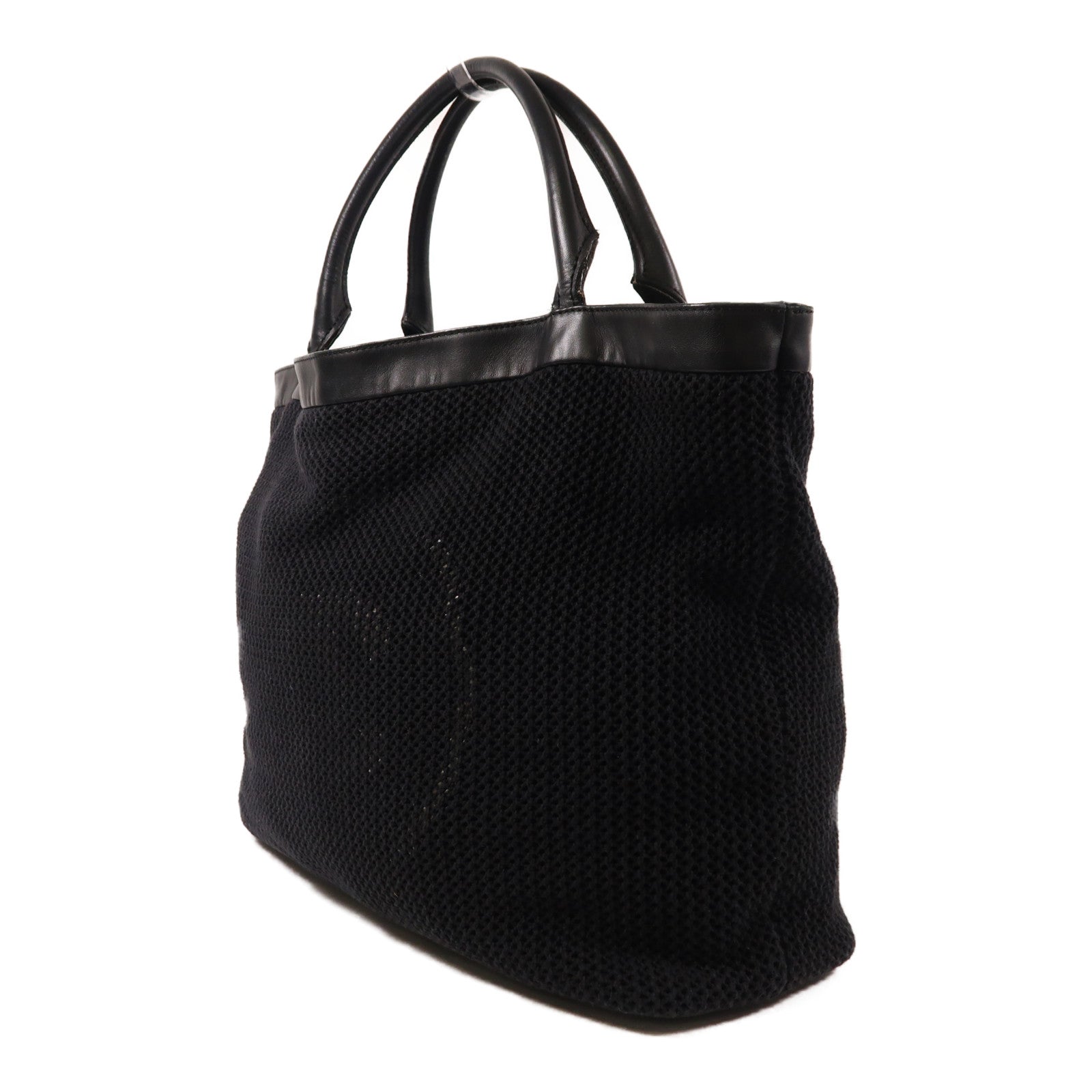 CHANEL 棉質Tote bag銀扣肩背袋