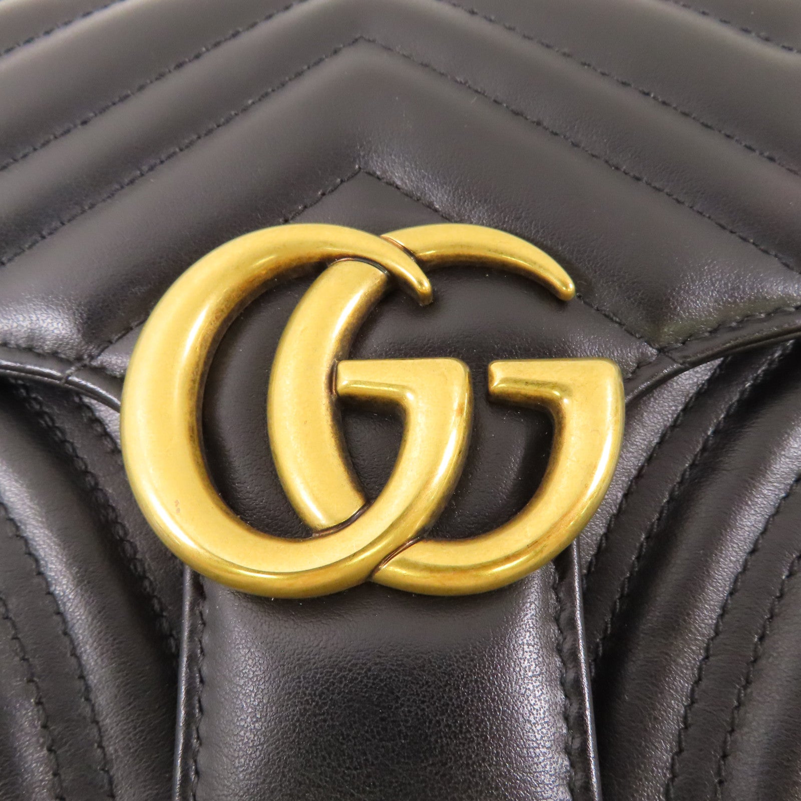 GUCCI 牛皮皮革GG Marmont金扣鏈帶肩背袋