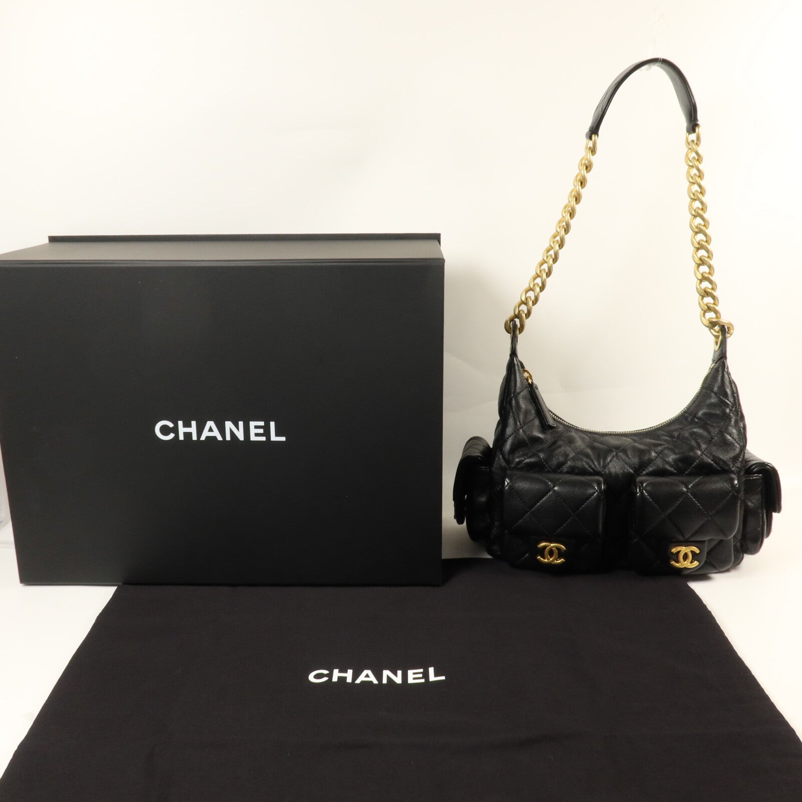 CHANEL 羊皮皮革25C Hobo Bag鏈帶肩背袋