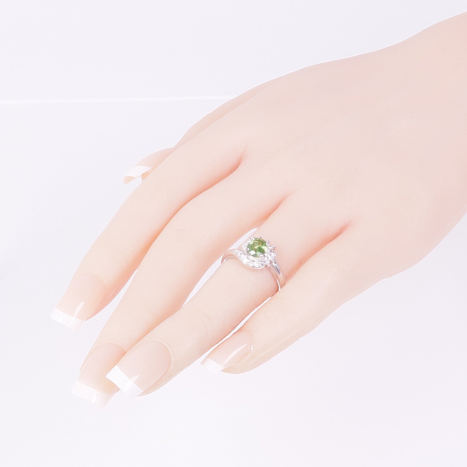 JEWELRY PT900鉑金Garnet Diamond Ring石榴石/鑽石戒指US#6