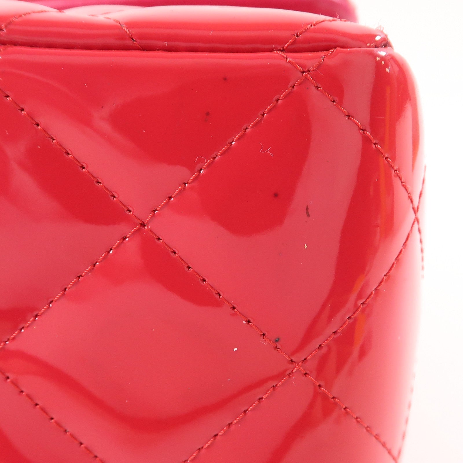 CHANEL 漆皮皮革Large Classic銀扣鏈帶肩背袋