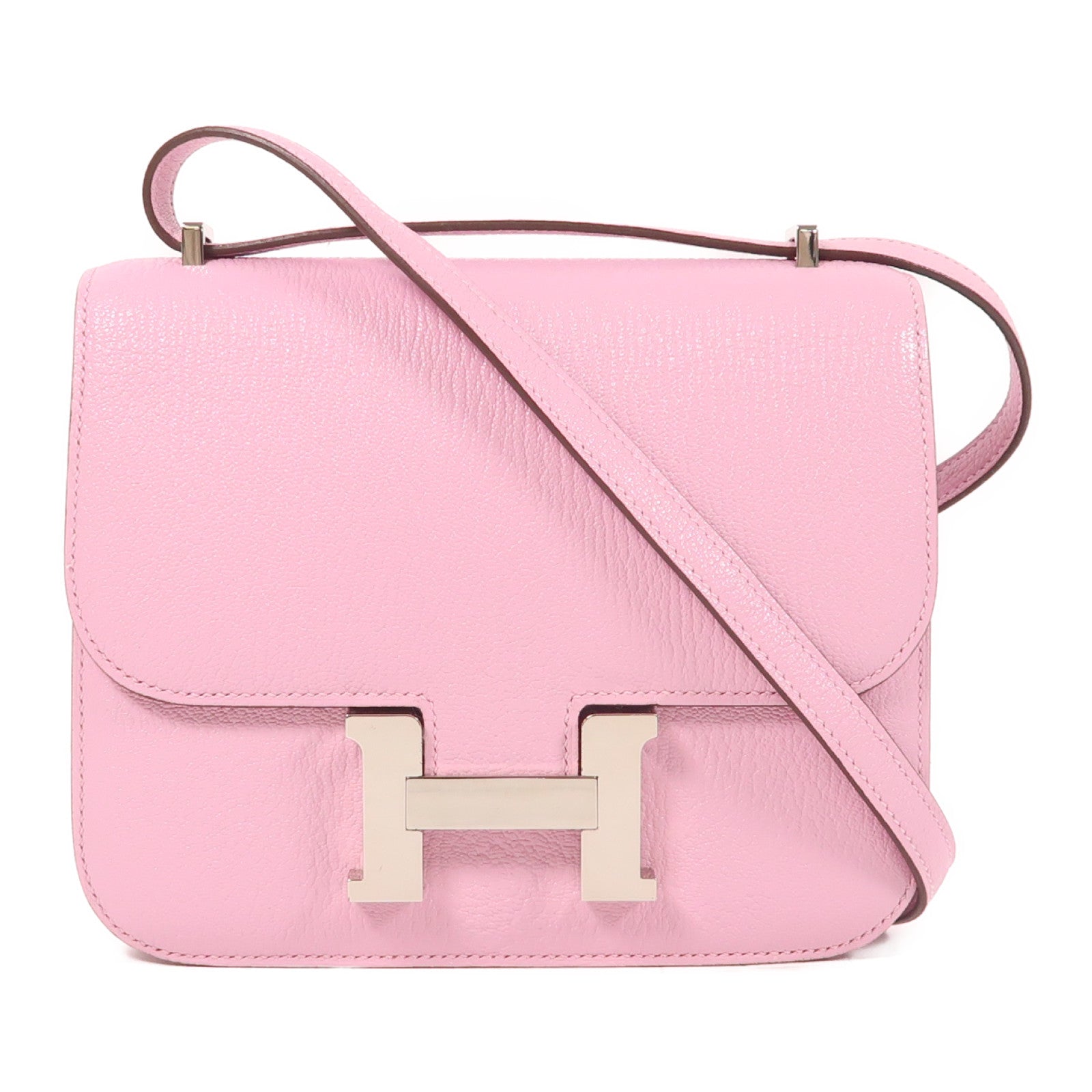 HERMES Chevre皮革Constance Mini銀扣肩背袋