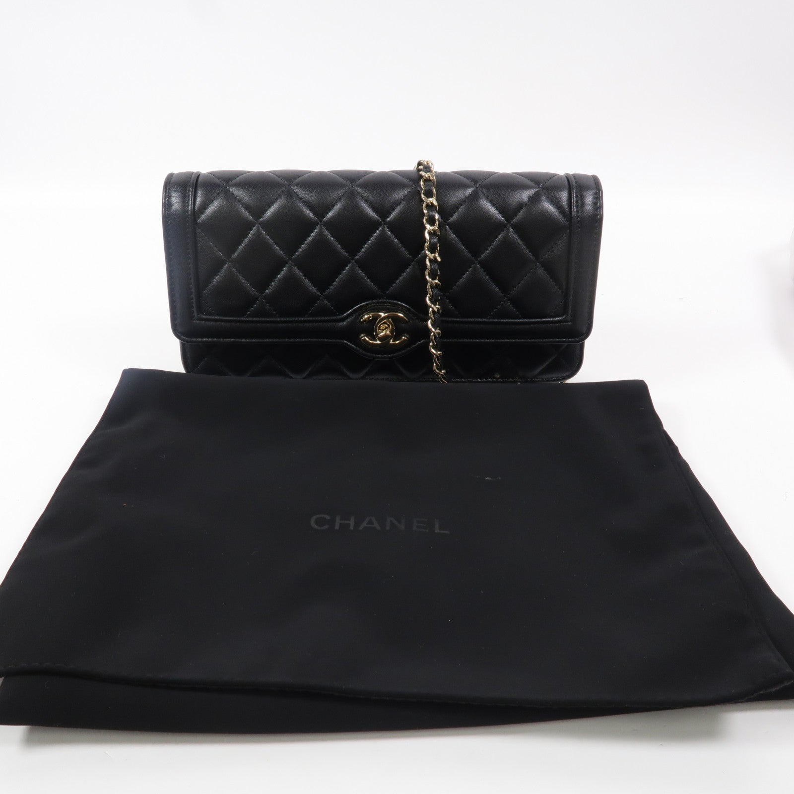 CHANEL 羊皮皮革Clutch With Chain鏈帶肩背袋