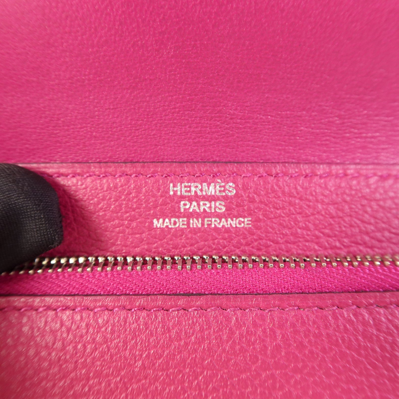 HERMES Evercolor皮革Dogon Compact Bifold Wallet銀扣錢包Rose Pourpre