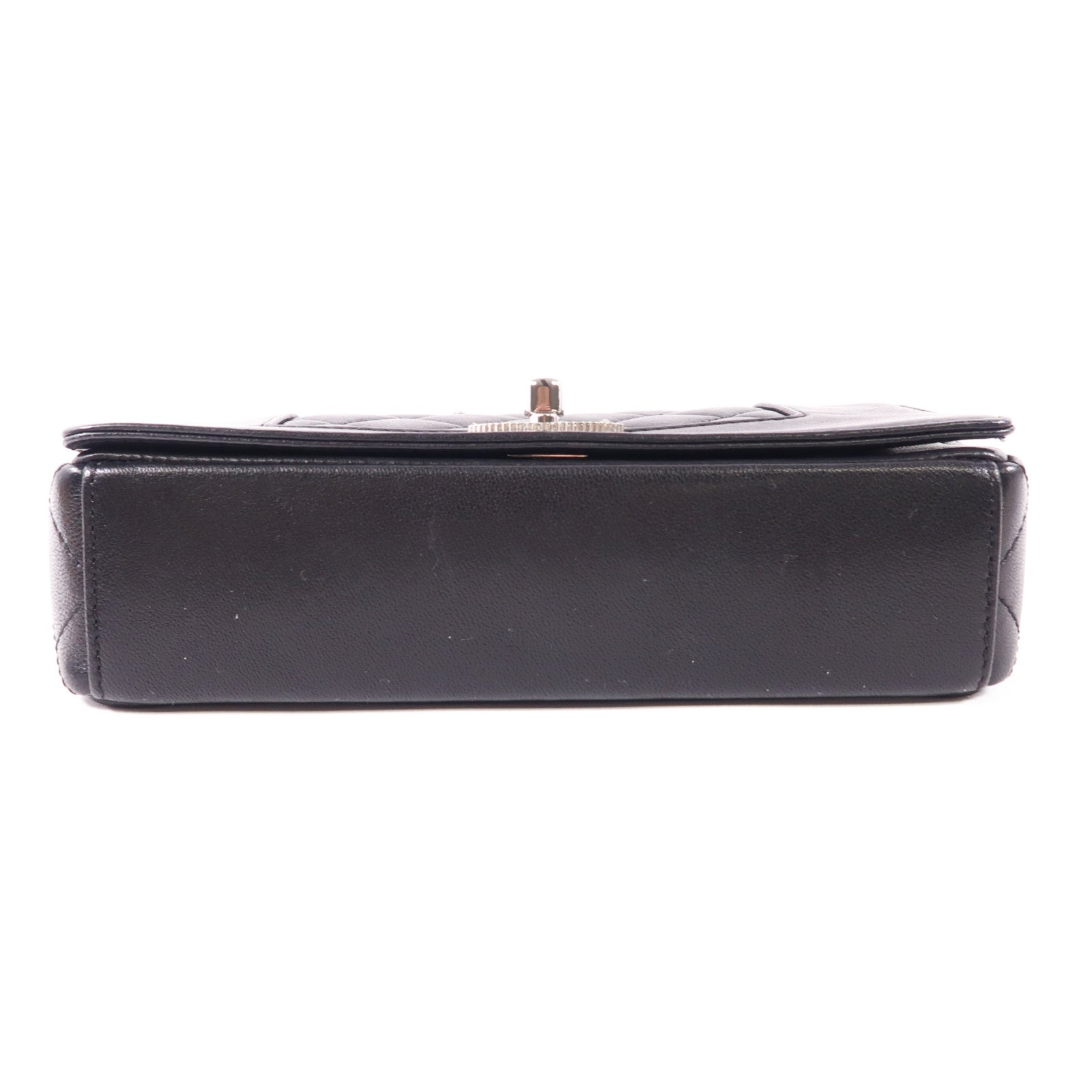 CHANEL CC SHW Chain Shoulder Bag Calfskin Leather Black