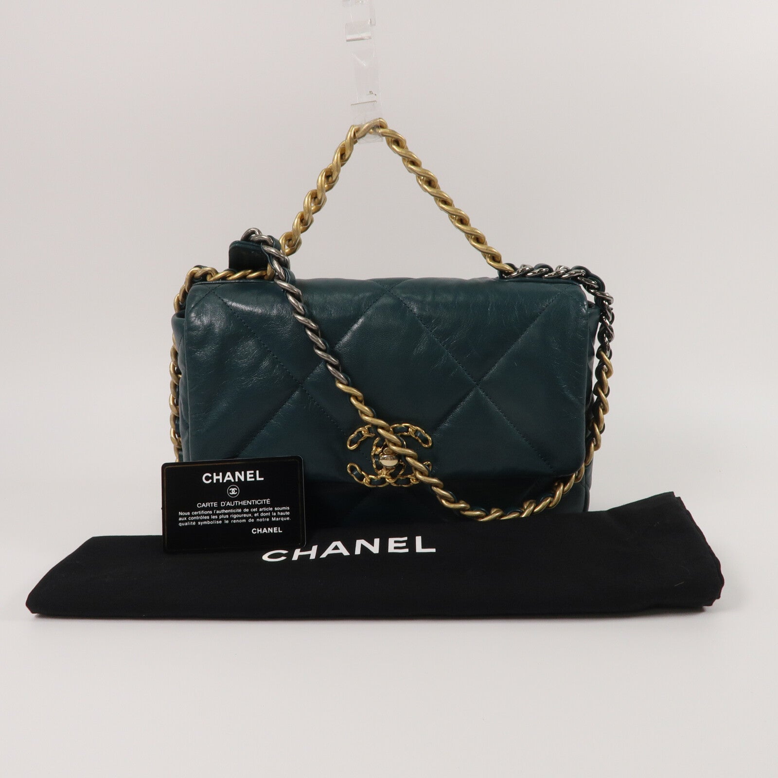 CHANEL 羊皮皮革Chanel 19 Small鏈帶手挽肩背兩用袋
