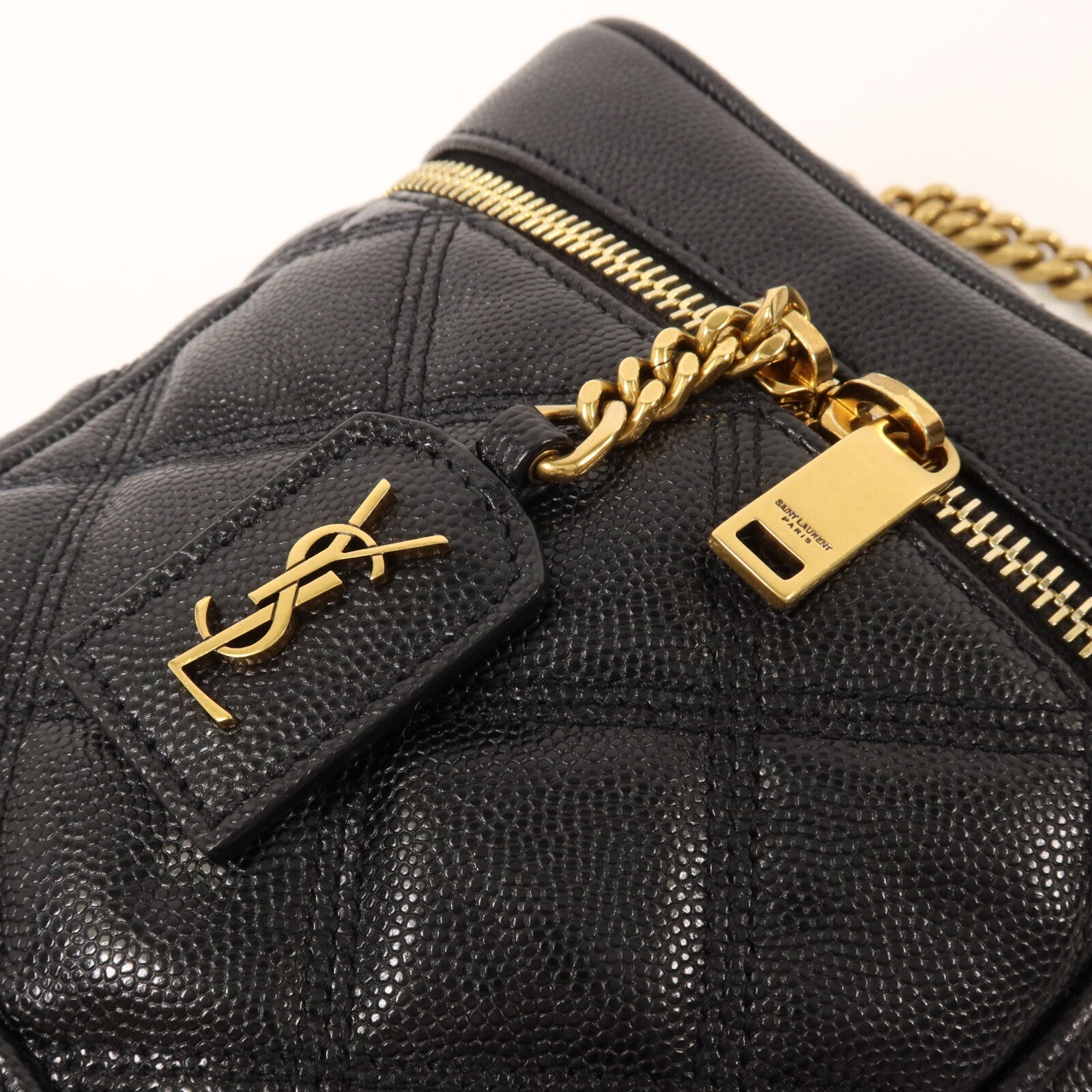SAINT LAURENT 牛皮皮革Grain De Poudre Vanity Case鏈帶肩背袋