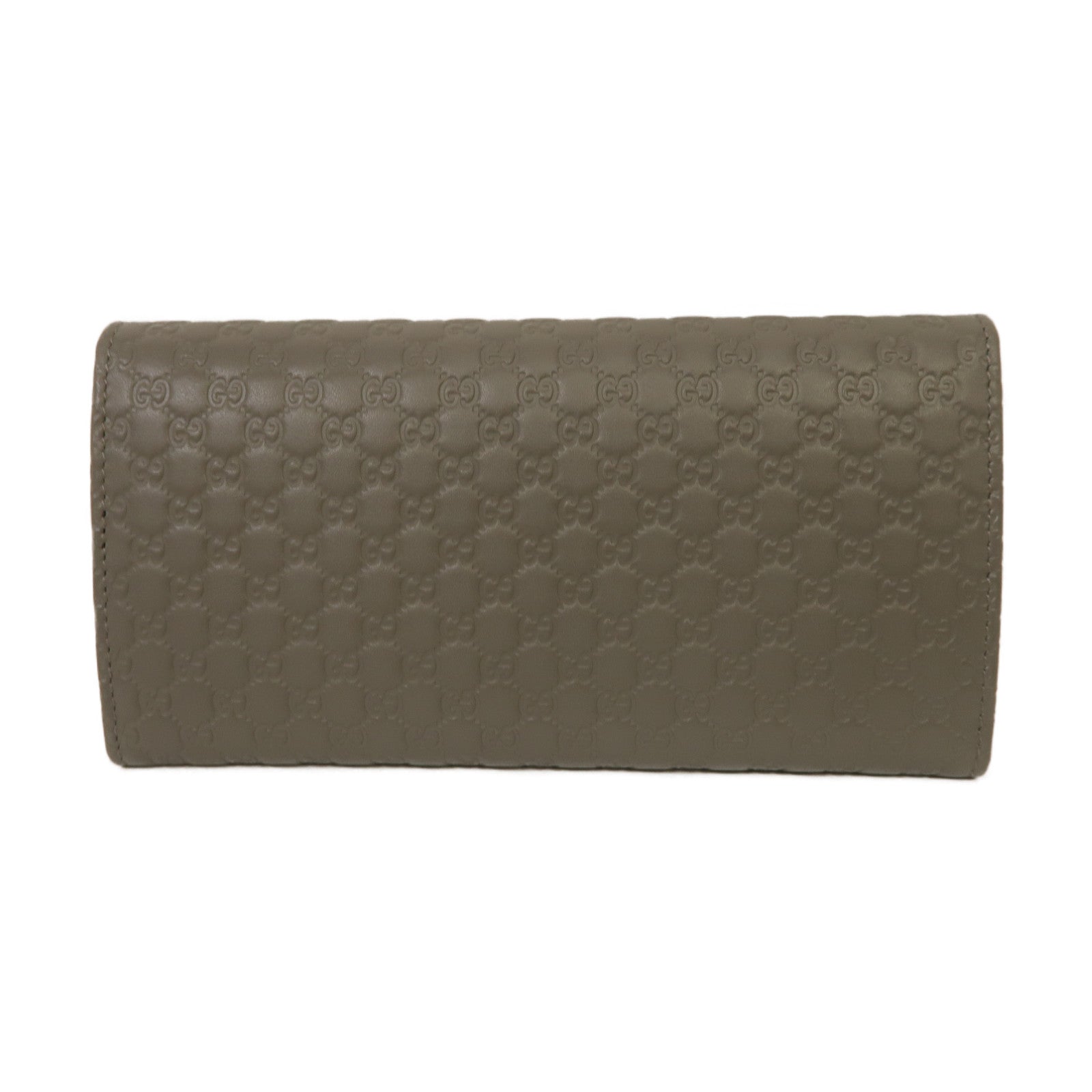 GUCCI 牛皮皮革Micro Guccissima Long Wallet金扣鈕扣長錢包灰色