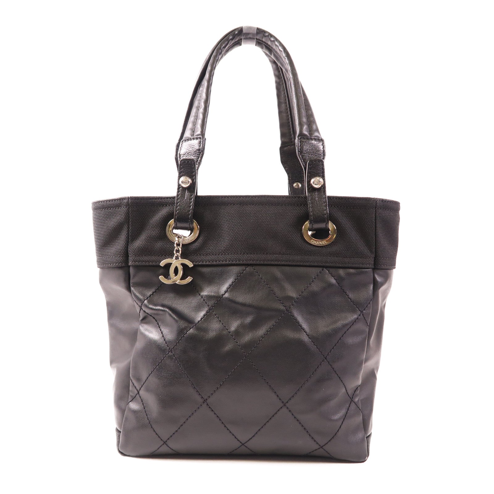 CHANEL 牛皮皮革Handbag銀扣手挽袋