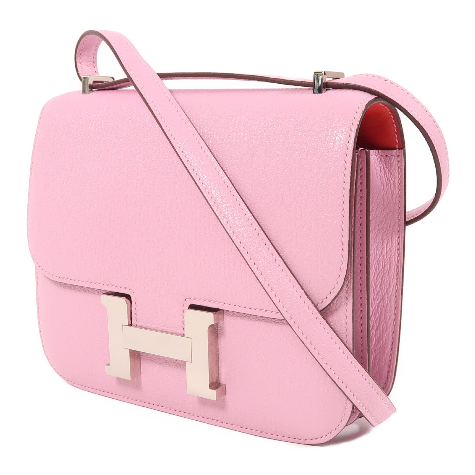 HERMES Chevre皮革Constance Mini銀扣肩背袋