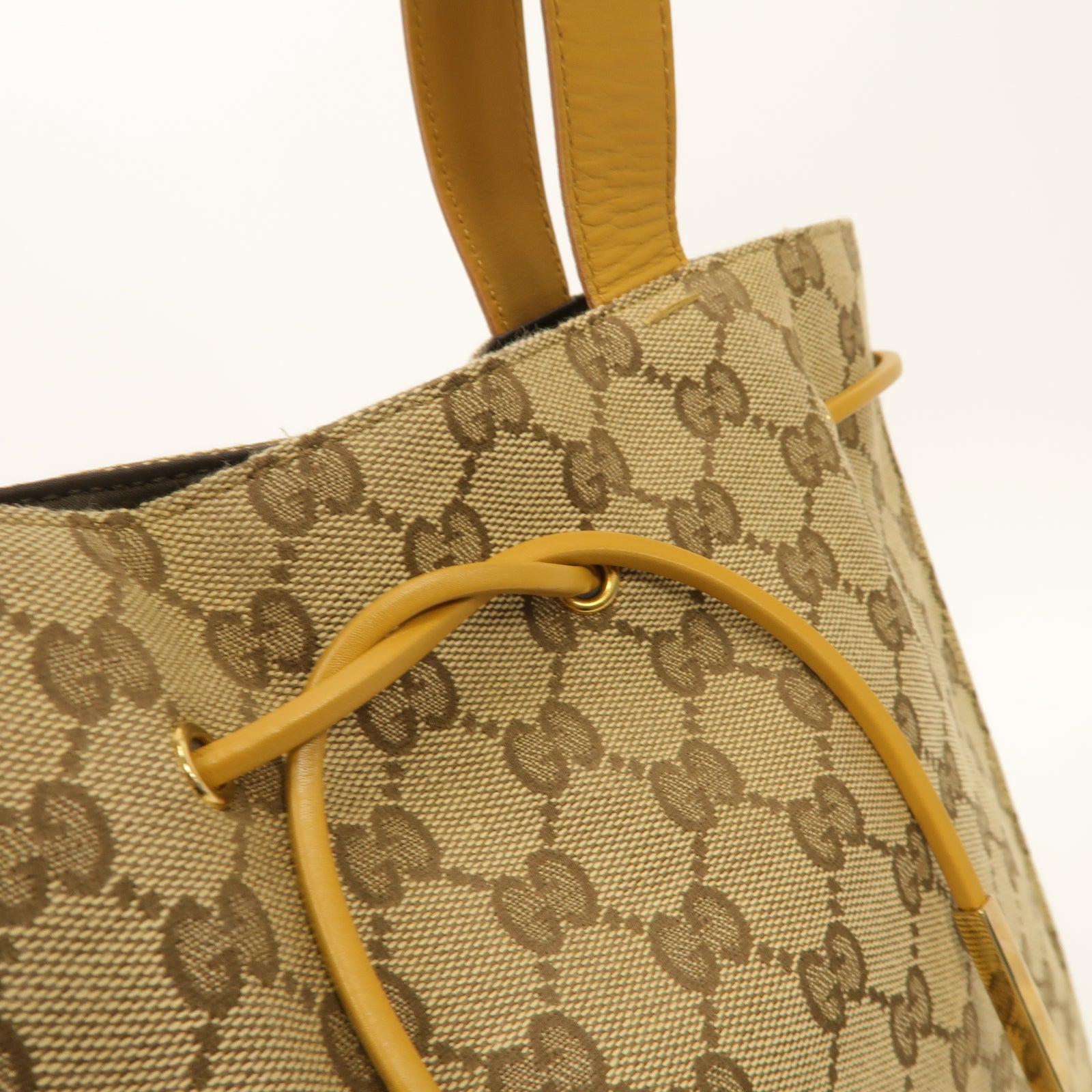 GUCCI 帆布Shoulder Tote Bag金扣肩背袋啡色