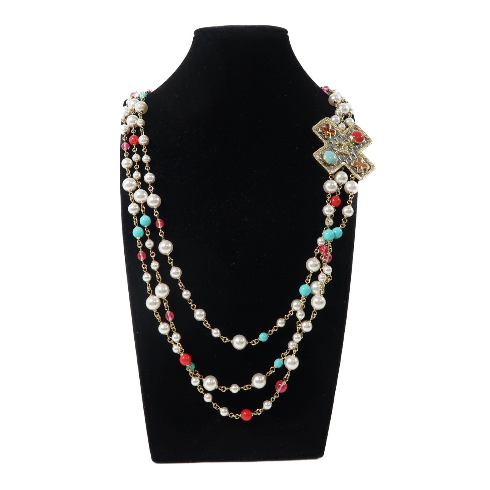 CHANEL 金屬Necklace項鍊金色/紅色/藍色