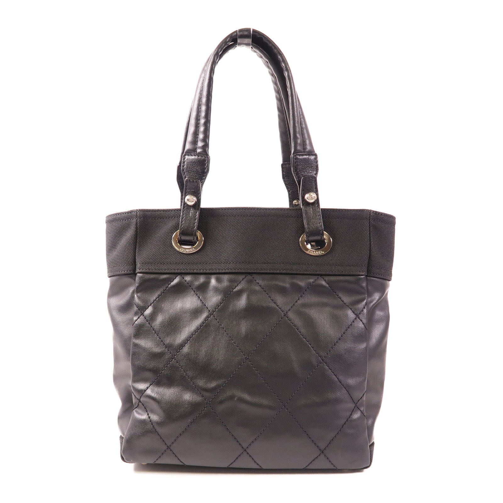 CHANEL 牛皮皮革Handbag銀扣手挽袋